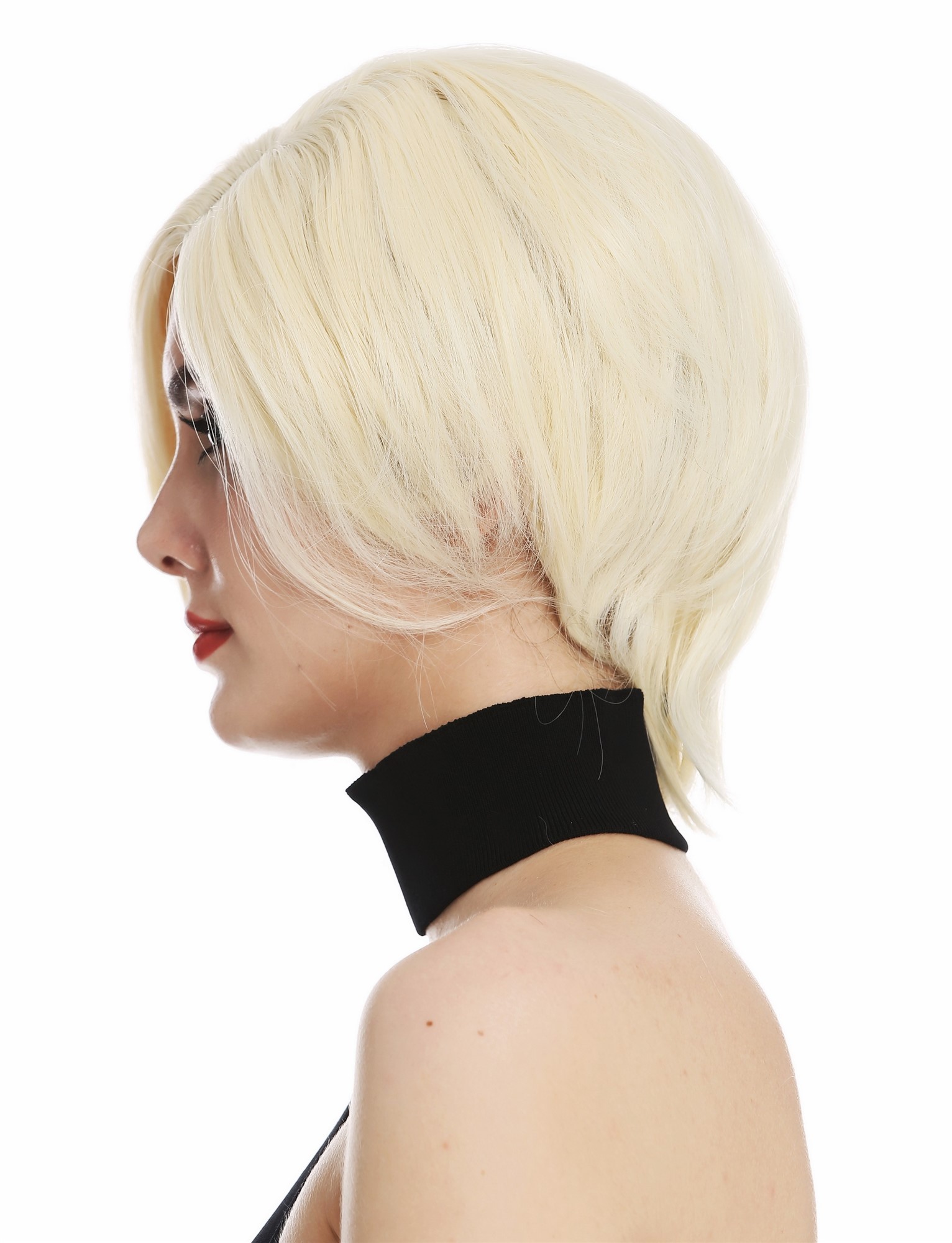 hochwertige Qualitätsperücken, Perücke kurz Bob Scheitel Hellblond TYS-404-613, Ansicht 3, WIG ME UP: Ihr Perücken Online Shop glatte Tressen-Perücke mit Kopfhaut-Imitat Platinblond kurze Haare für Damen