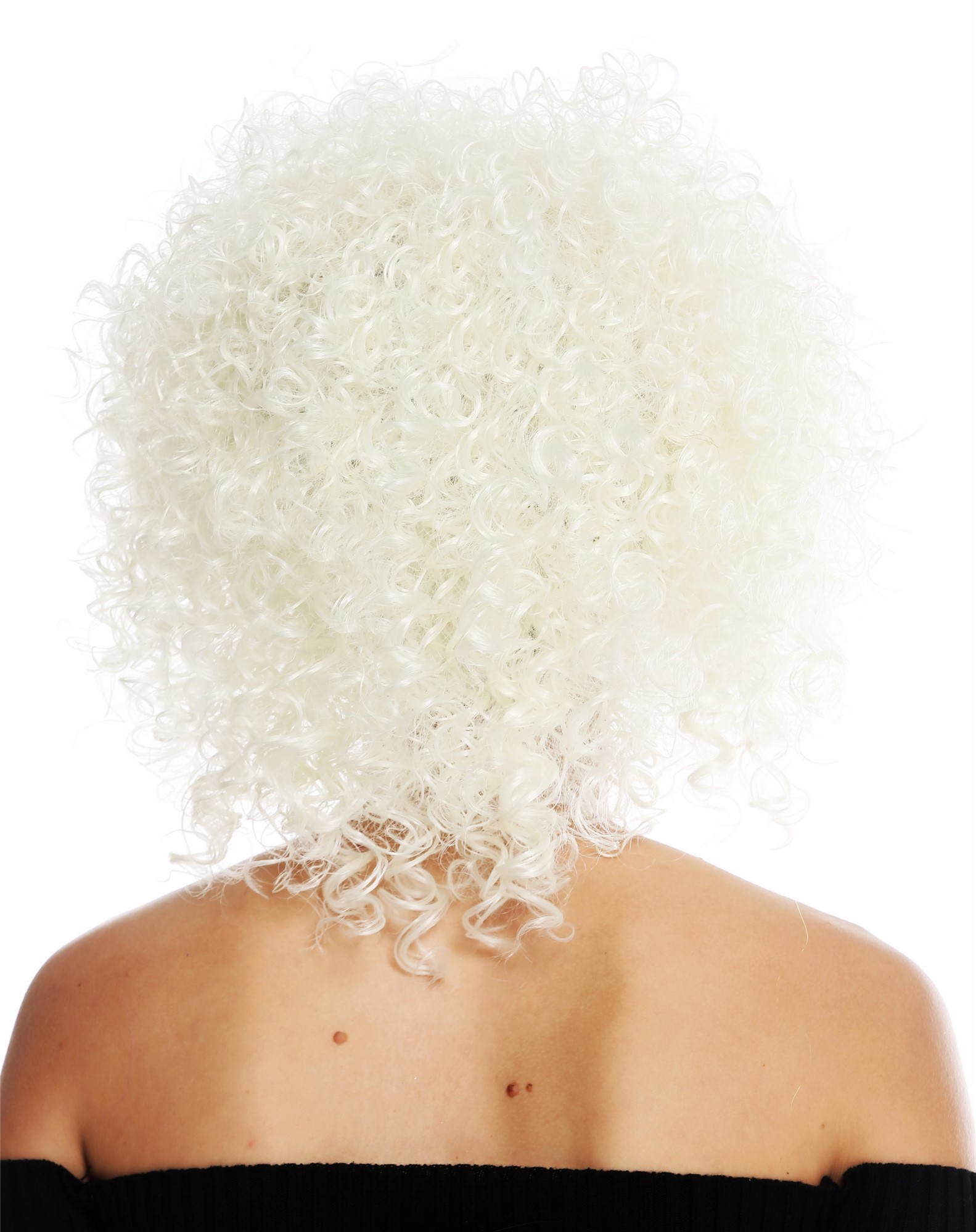 hochwertige Qualitätsperücken, Perücke kurz voluminös gelockt weiß VK-11-1001, Ansicht 4, WIG ME UP: Ihr Perücken Online Shop lockige Tressen-Perücke Blütenweiß kurze Haare für Damen