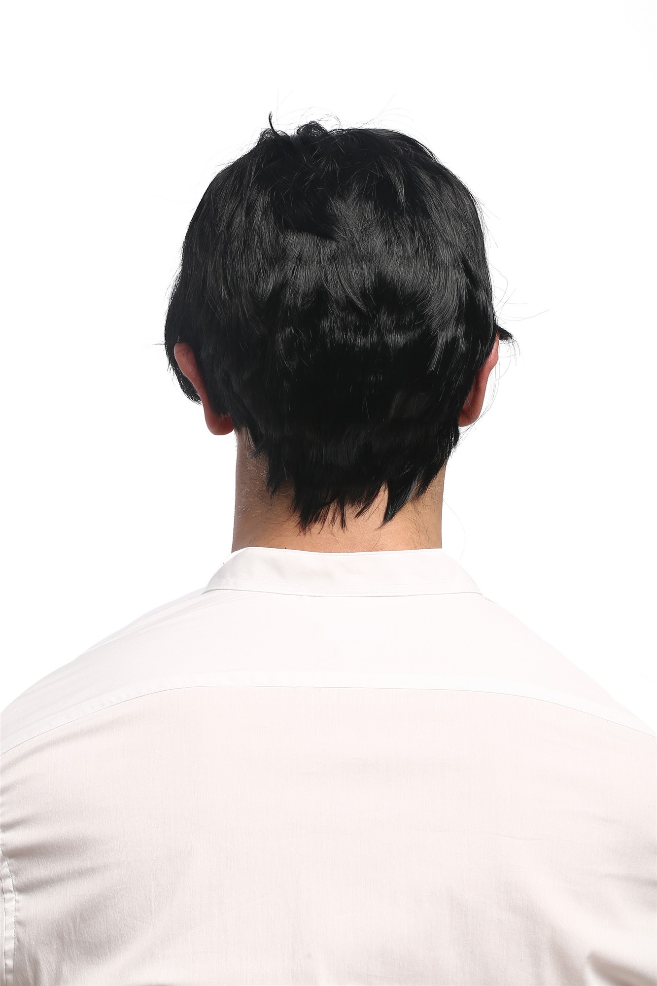 91087-ZA103 Man Gents Party Wig Halloween Fancy Dress black short fringe parting to side, view 3, WIG ME UP: Your Perücken Online Shop Party Wig, Men, Black, wavy, short