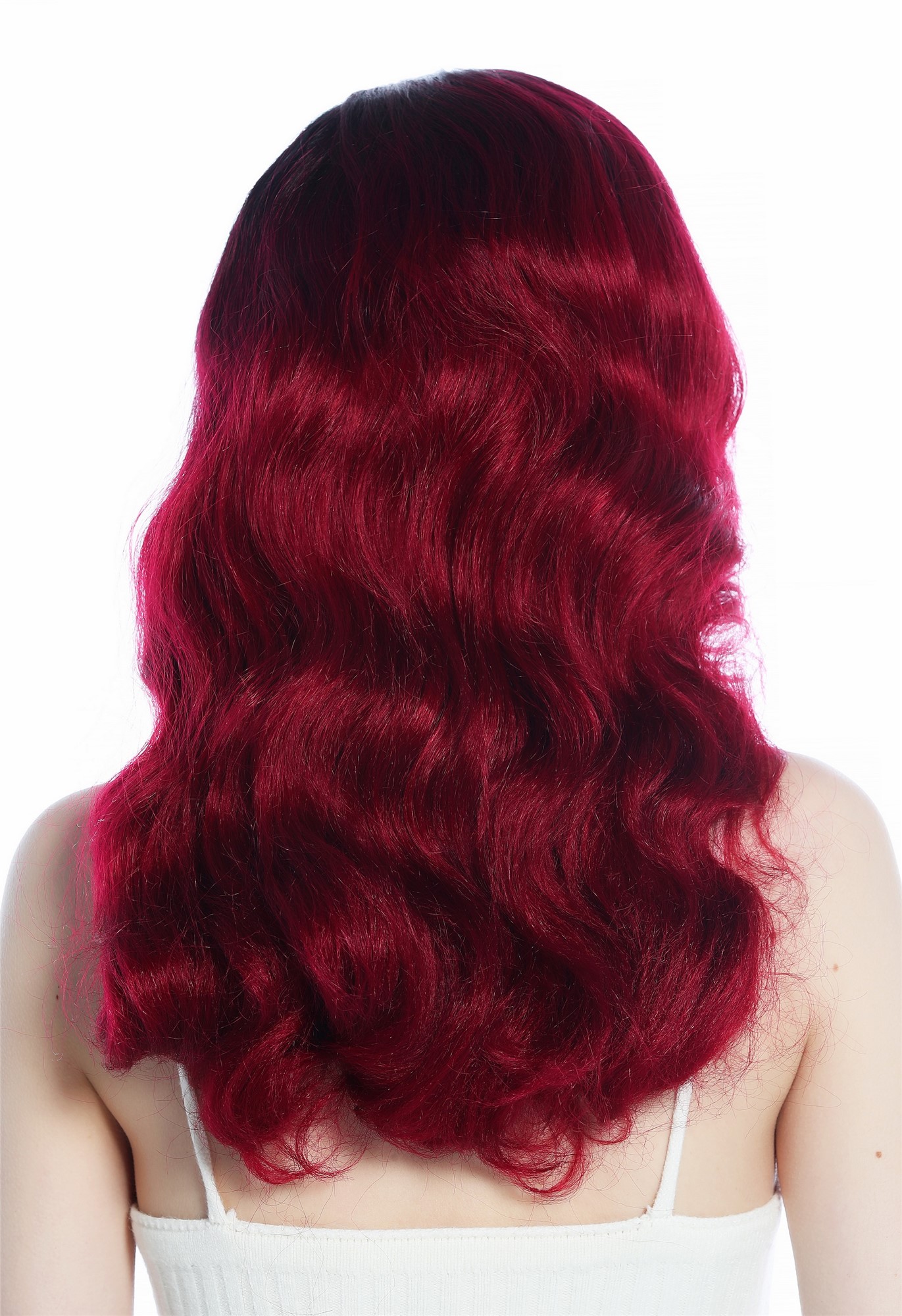 Lady wig long parting opulently waved wavy diva 30's 40's ombre black red DW3340, view 4, WIG ME UP: Your Perücken Online Shop Quality Wigs, Ladies, black-fire red gradient, wavy, long