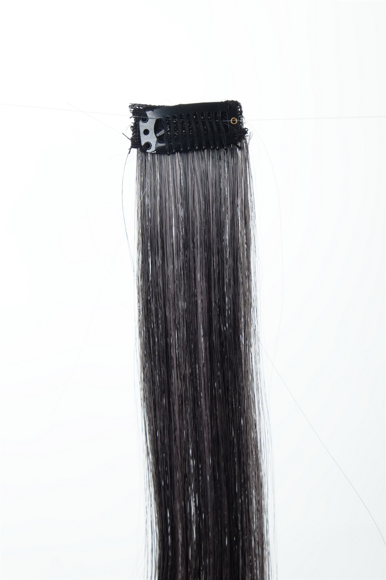 glatte Extensions Samtschwarz-Hellrosa-Mix 45 cm lang