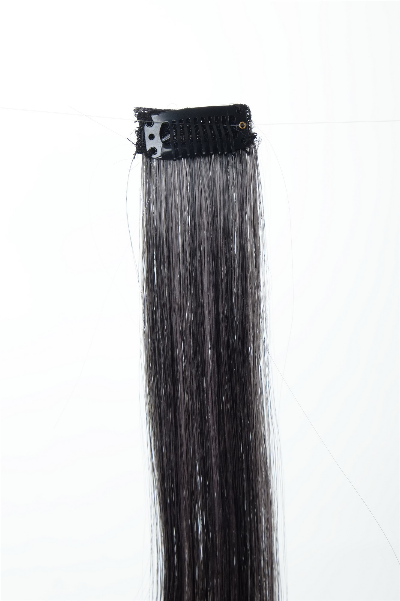 1 Clip-In Extension Strähne glatt 45 cm Ombre Schwarz Rosa YZF-P1S18P-1BT2333, Ansicht 3, WIG ME UP: Ihr Perücken Online Shop glatte Extensions Samtschwarz-Hellrosa-Mix 45 cm lang