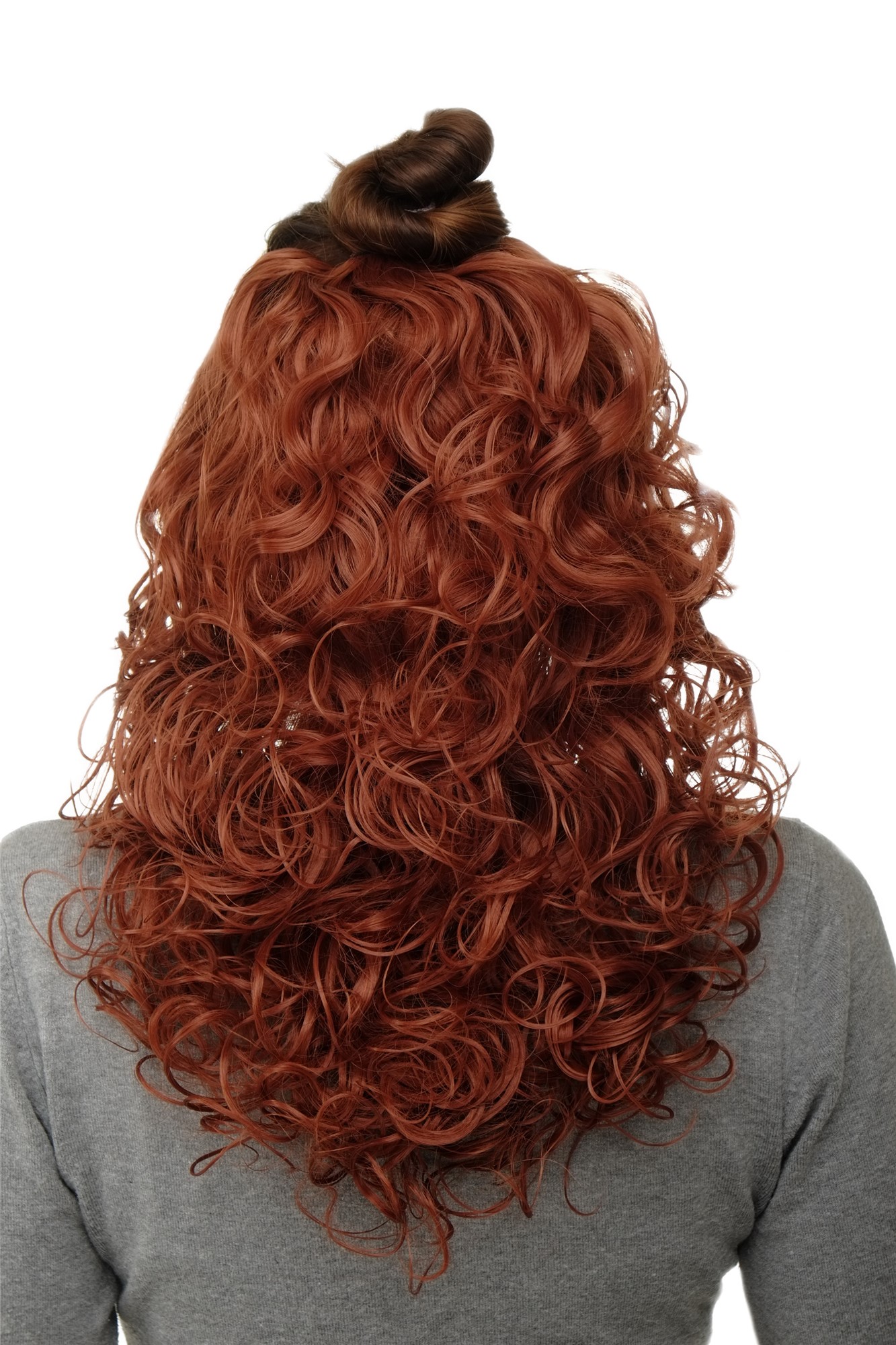 Haarteil 7 Clips Haarverlängerung Halbperücke Locken Kupferrot H9312-350, Vorderansicht, WIG ME UP: Ihr Perücken Online Shop lockige Halbperücke Kupferrot 40 cm lang