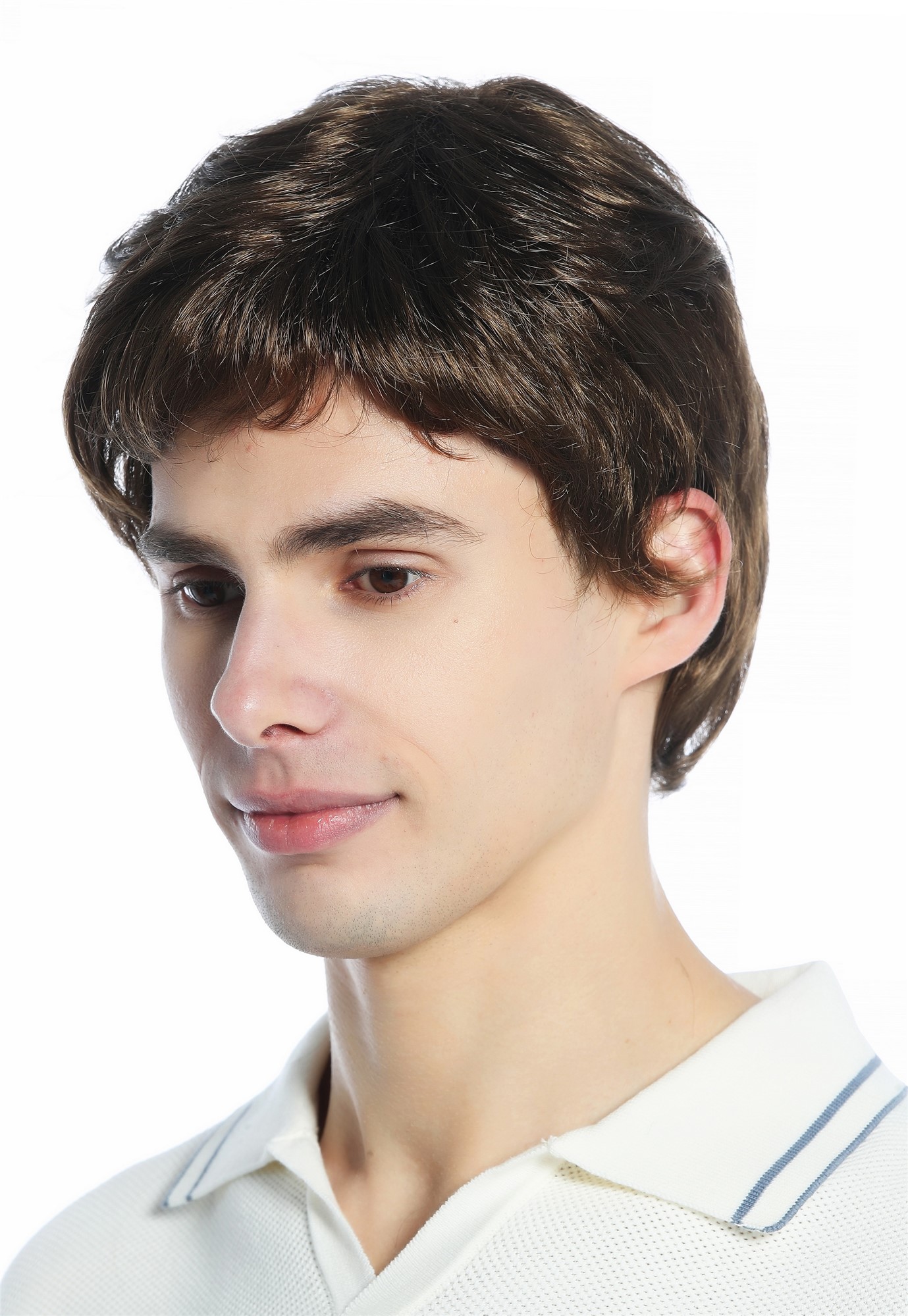 hochwertige Qualitätsperücken, Perücke kurz leicht wellig Mittelbraun DW1335-10, Ansicht 2, WIG ME UP: Ihr Perücken Online Shop lockige Tressen-Perücke Mittelbraun kurze Haare für Unisex