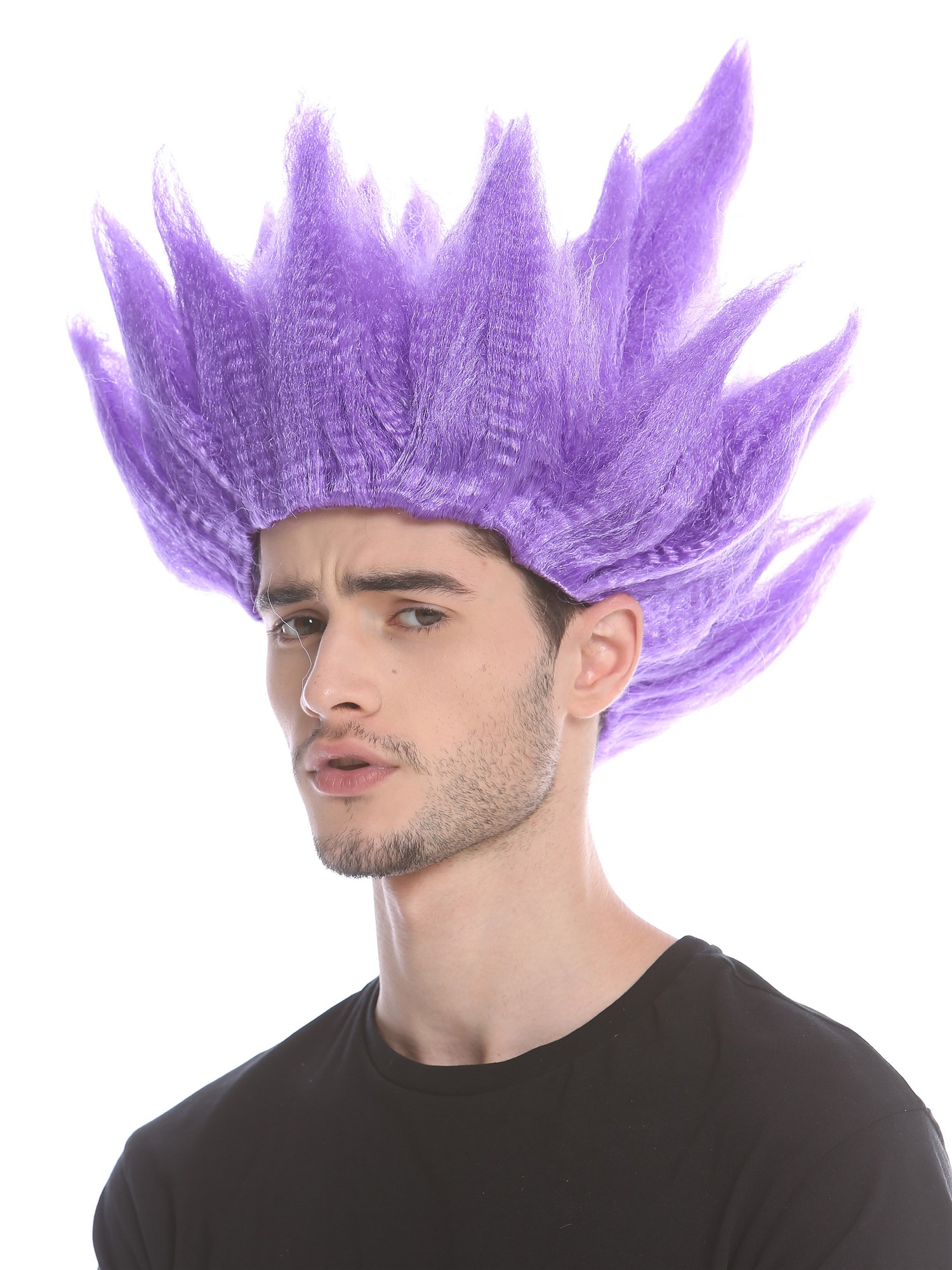 Lady Gents Man Party Wig Demon Devil Flower Fairy Storm purple teased high 91062, front view, WIG ME UP: Your Perücken Online Shop Party Wig, Unisex, Purple, wavy, short