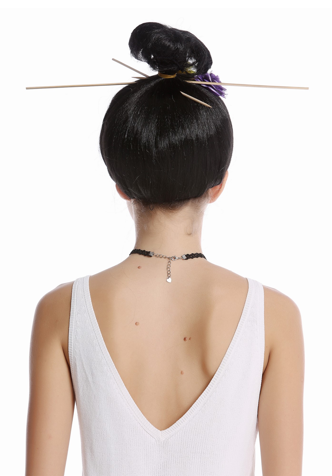 WG-7022B-ZA103 Wig Lady Women Halloween Carnival Geisha Maiko Japan China Asia black, view 3, WIG ME UP: Your Perücken Online Shop Party Wig, Ladies, Black, straight, short