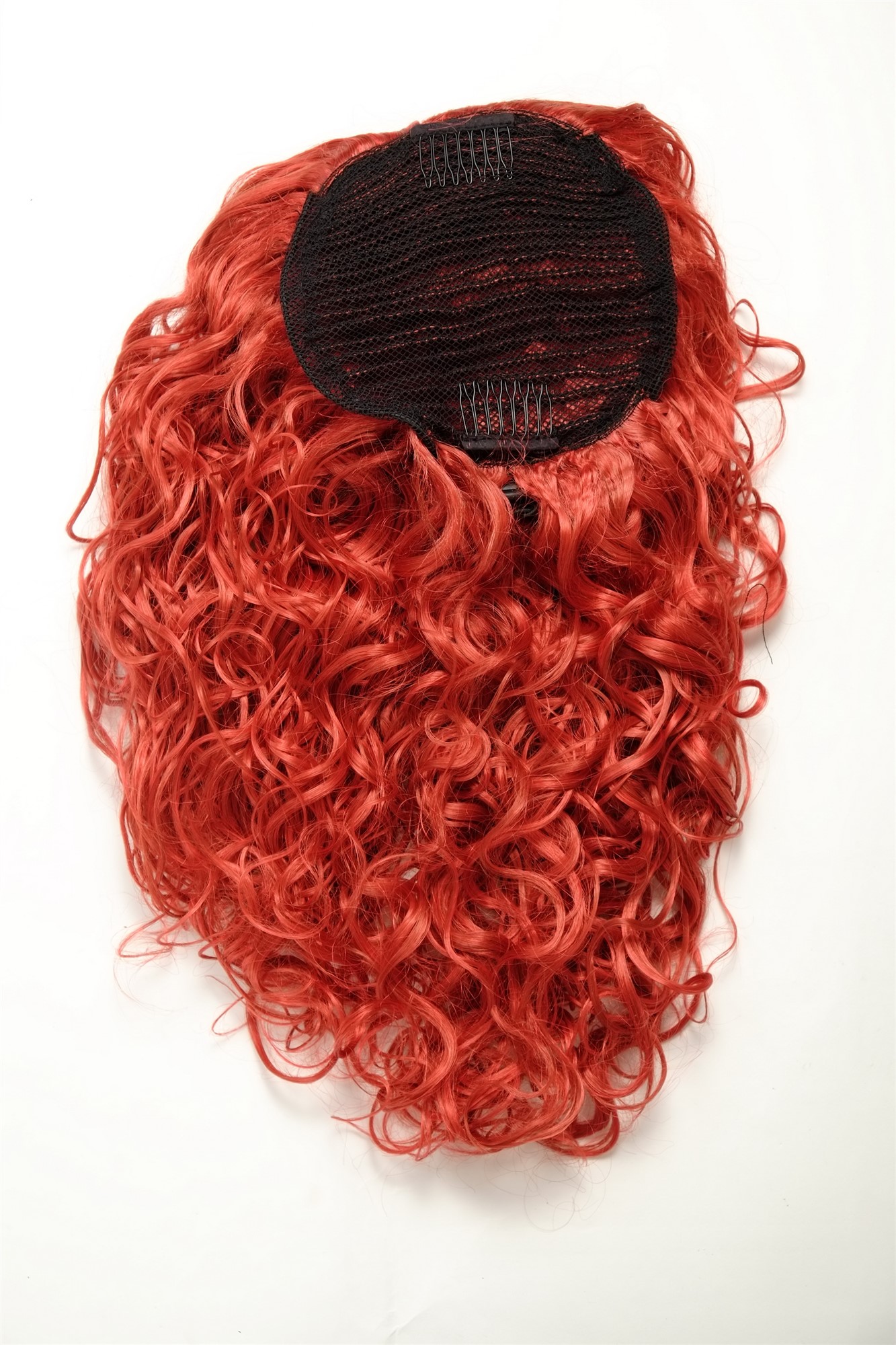 Hairpiece Ponytail with 2 combs/clips & elastic draw string long full curls voluminous bright red, view 2, WIG ME UP: Your Perücken Online Shop Ponytails, red mix, curled, shoulder-length