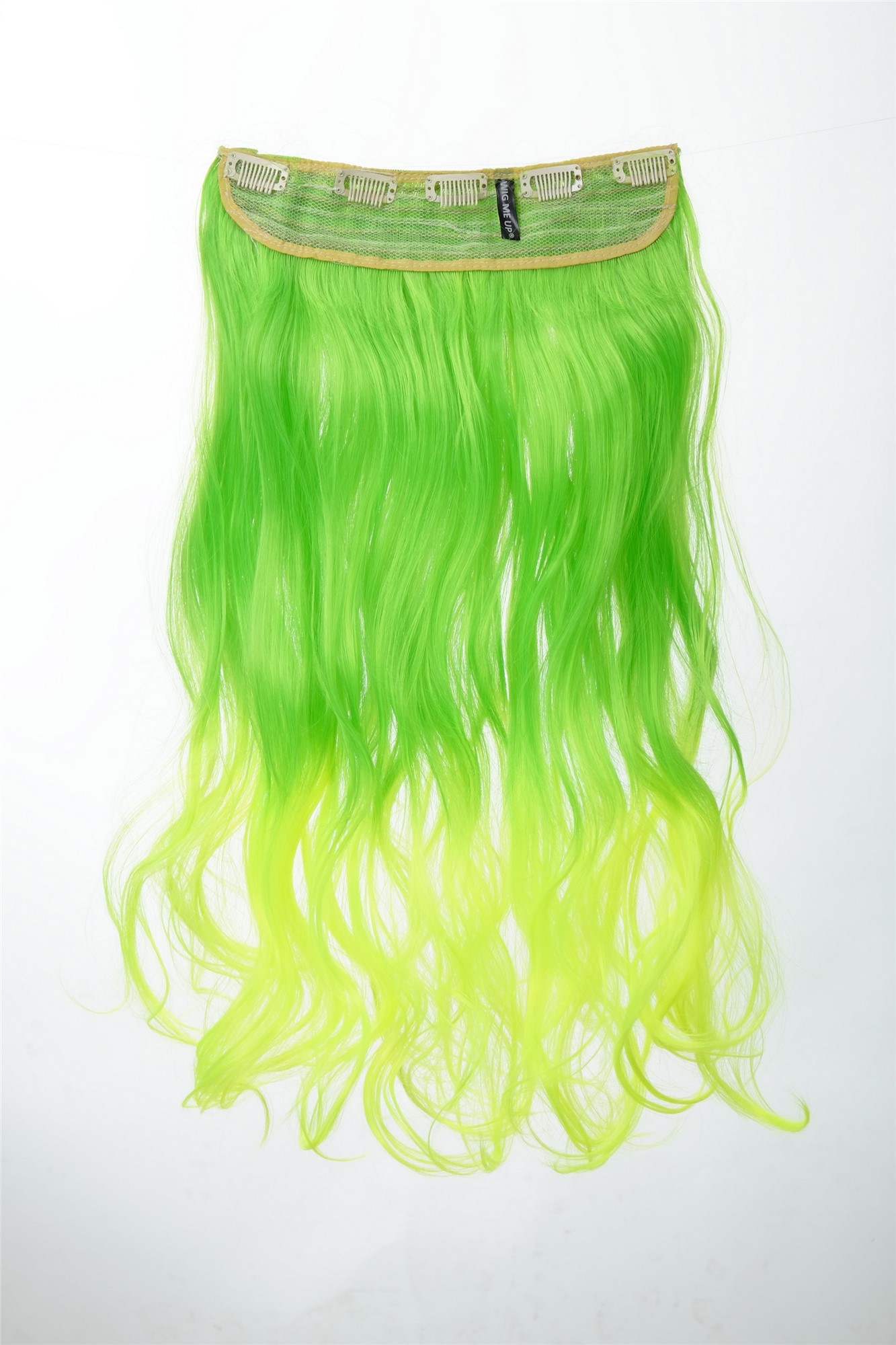 5 Clip-In Extension lockig Ombre Grün YZF-3180P-TF2605TTF2106, Ansicht 2, WIG ME UP: Ihr Perücken Online Shop lockige Halbperücke Hellgrün-Neongrün-Mix 50 cm lang