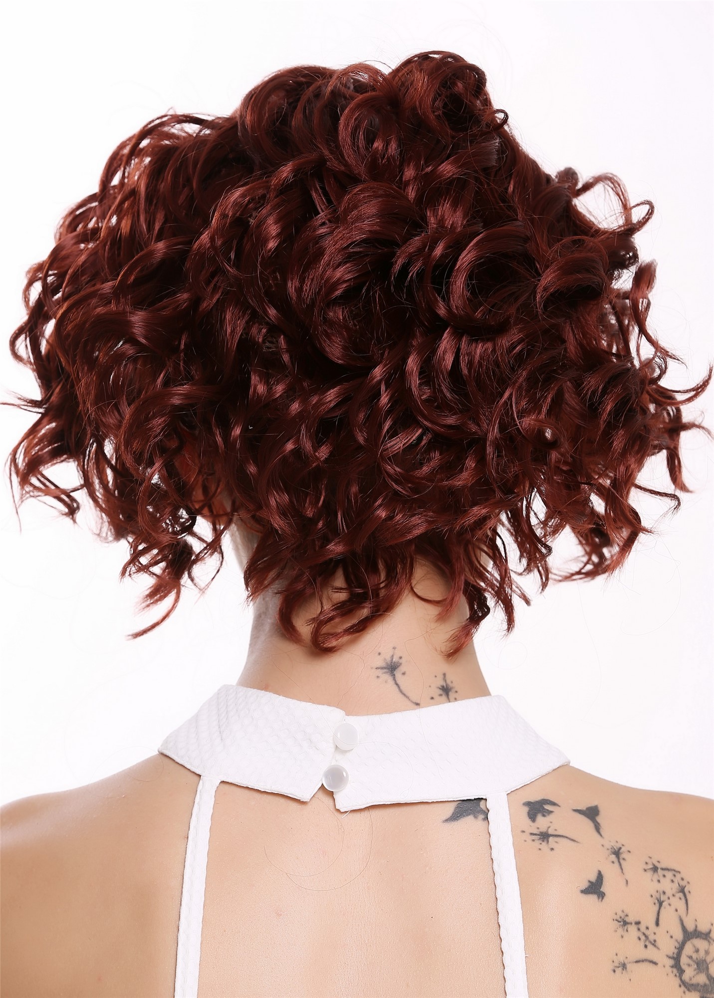 hochwertige Qualitätsperücken, Frauen Perücke kurz wild wellig Rotbraun MINA-35, Ansicht 2, WIG ME UP: Ihr Perücken Online Shop wellige Tressen-Perücke mit Kopfhaut-Imitat Rotbraun kurze Haare für Damen