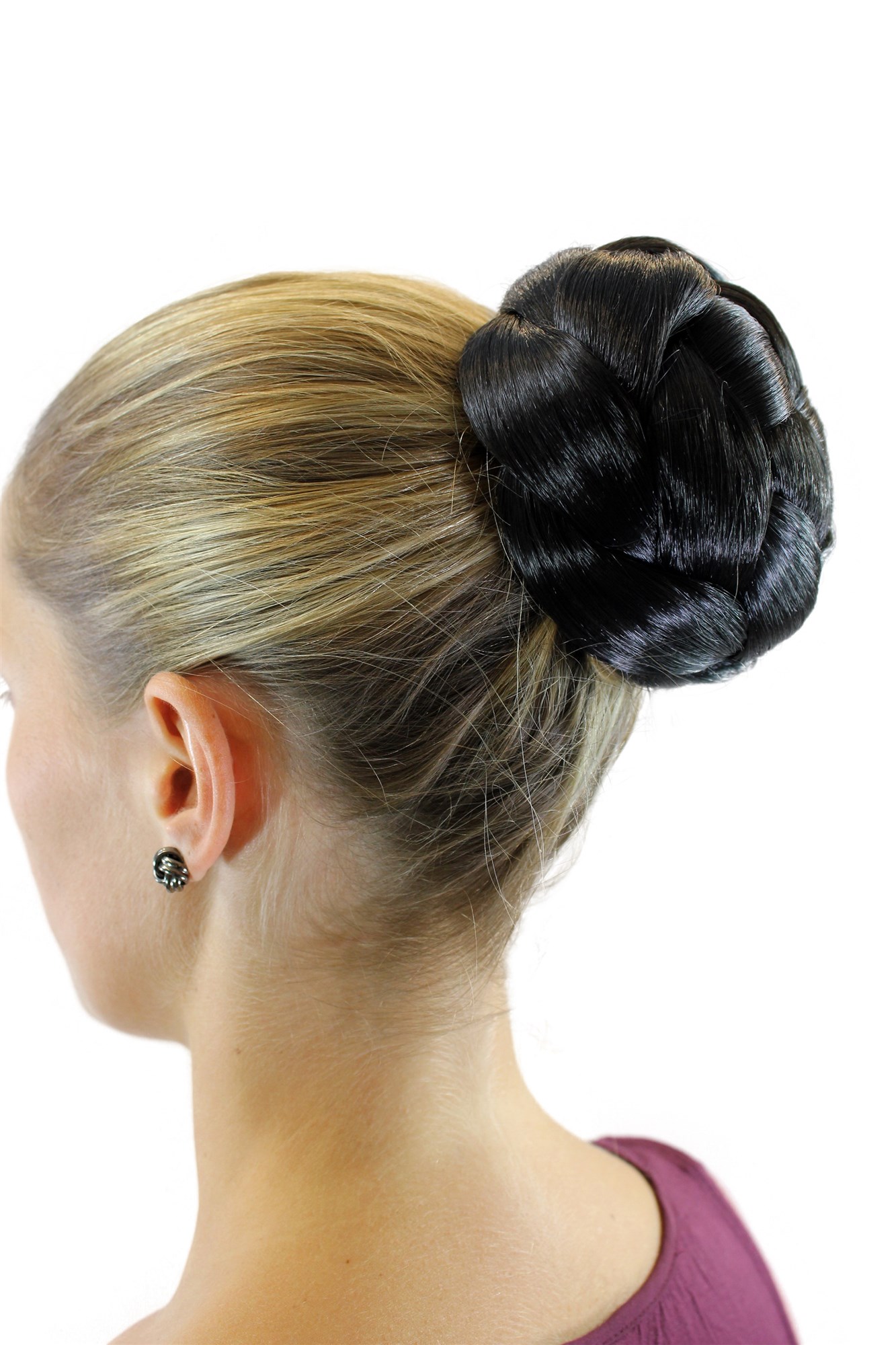 Haarteil geflochten Dutt Haarknoten Schwarz TC-2072-2, Ansicht 2, WIG ME UP: Ihr Perücken Online Shop geflochtener Dutt Haarteil Schwarzbraun