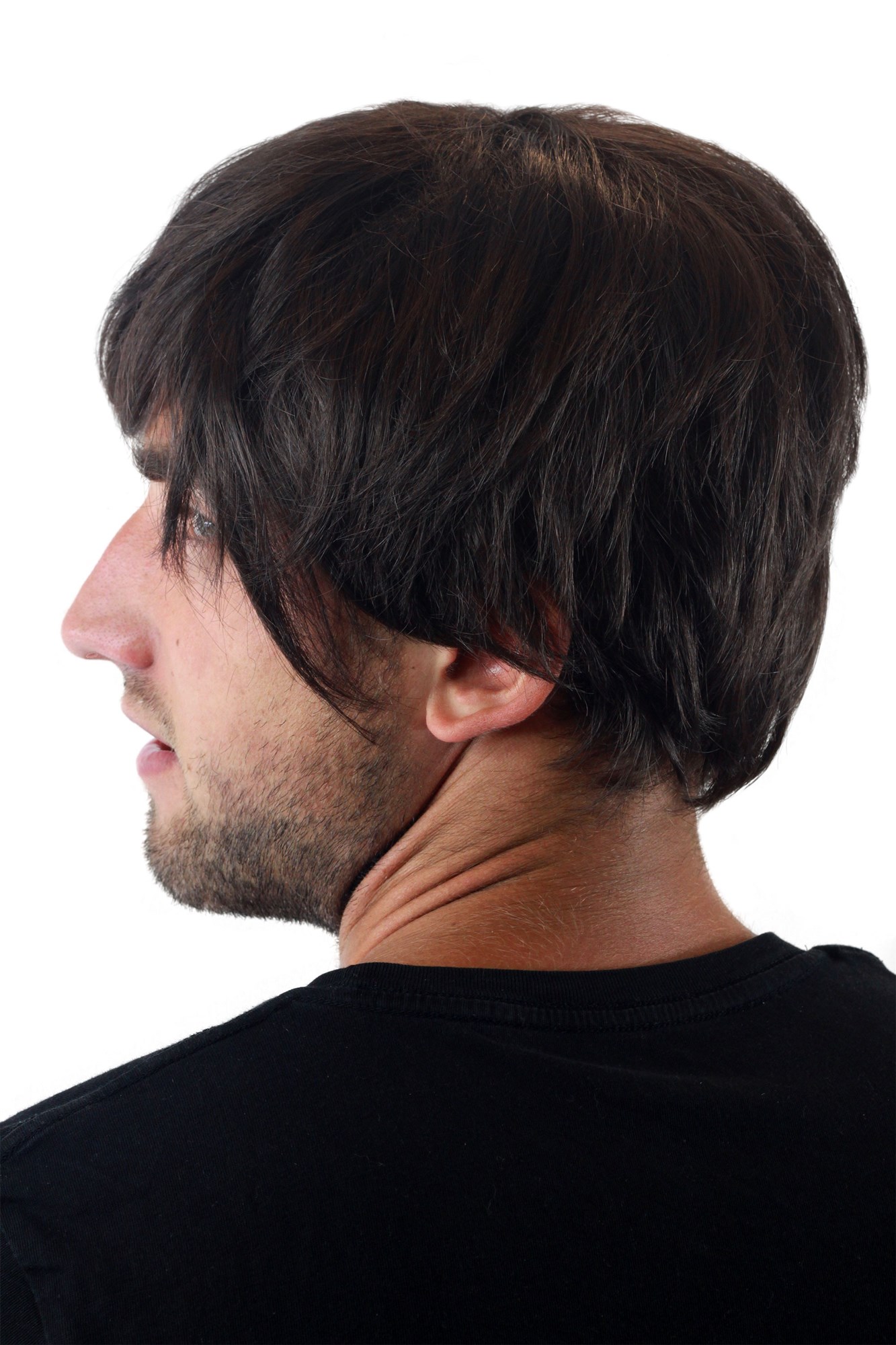 hochwertige Qualitätsperücken, Herrenperücke Kurzhaarig Braun Scheitel GFW993-6, Ansicht 5, WIG ME UP: Ihr Perücken Online Shop glatte Tressen-Perücke Braun kurze Haare für Herren