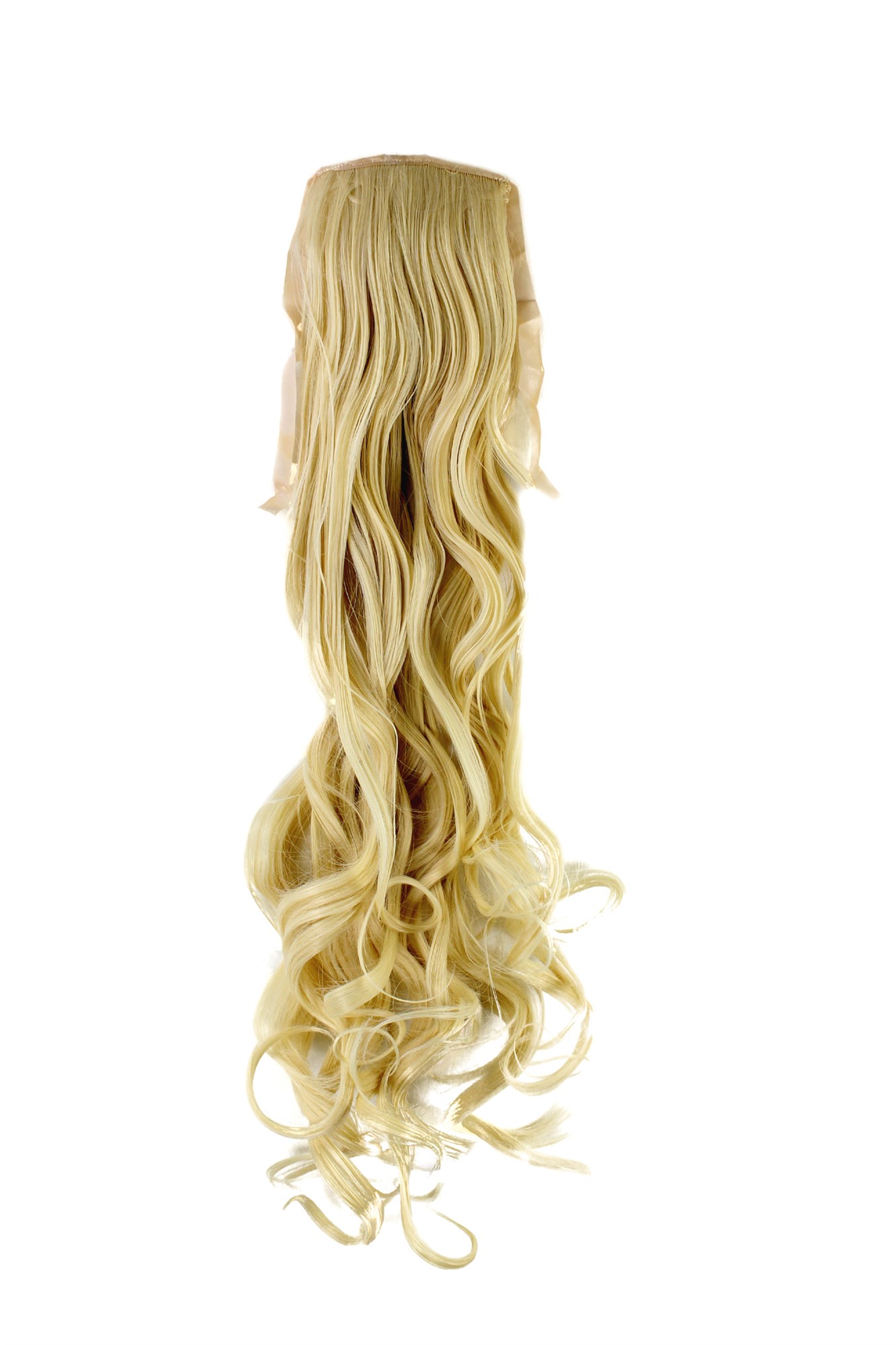 hochwertiger Zopf Haarteil mit Klammer und Band Hell-Blond wellig 63 cm YZF-1094HT-88, Vorderansicht, WIG ME UP: Ihr Perücken Online Shop welliges Zopf-Haarteil Hellblond 63 cm lang