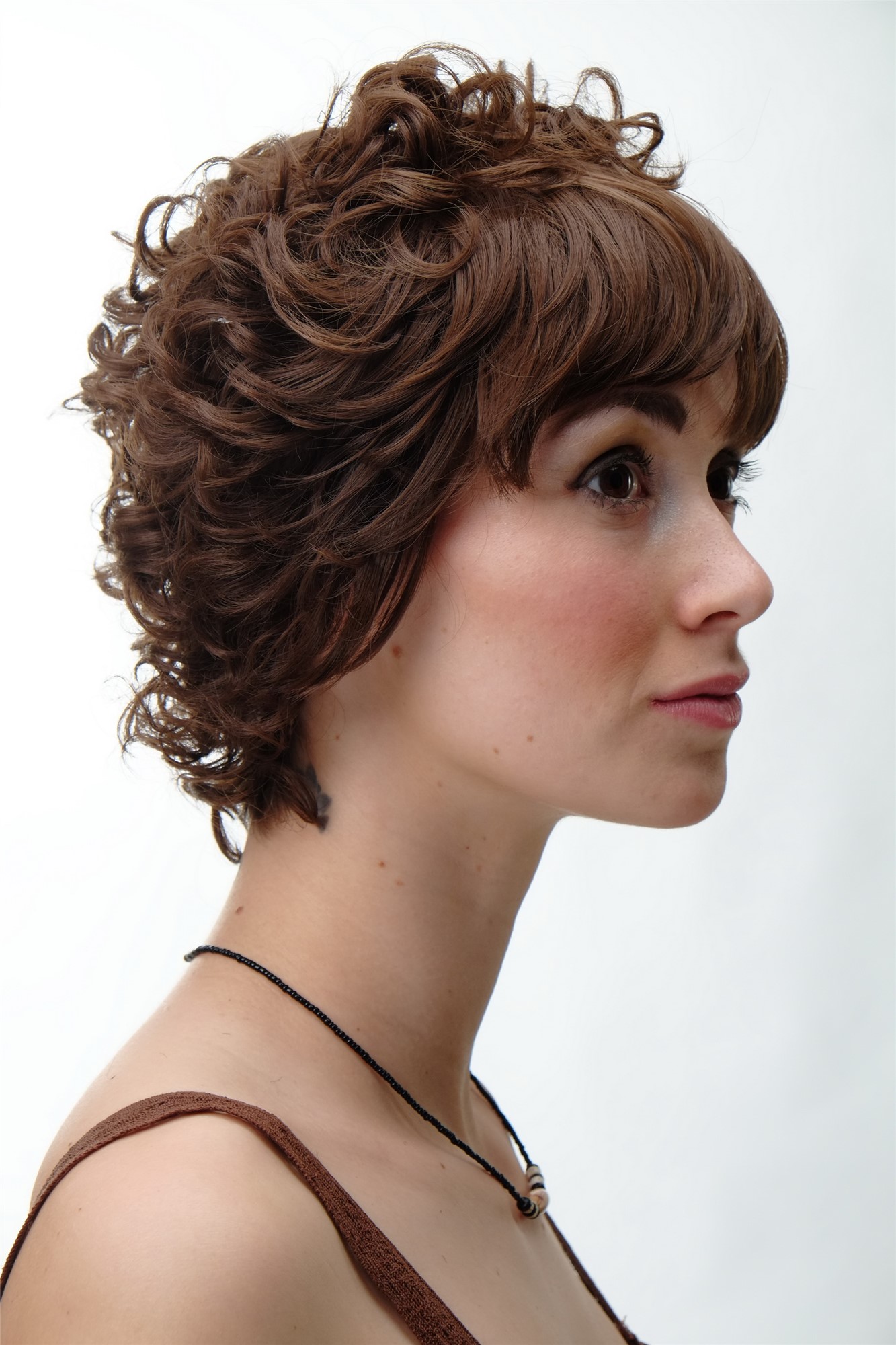 Lady women wig romantic curls curled short bangs brown DHL149214, view 2, WIG ME UP: Your Perücken Online Shop Quality Wigs, Ladies, medium ash brown, curled, short