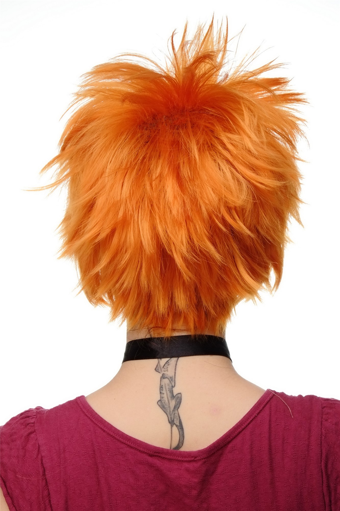 wellige Tressen-Perücke Orange kurze Haare für Damen