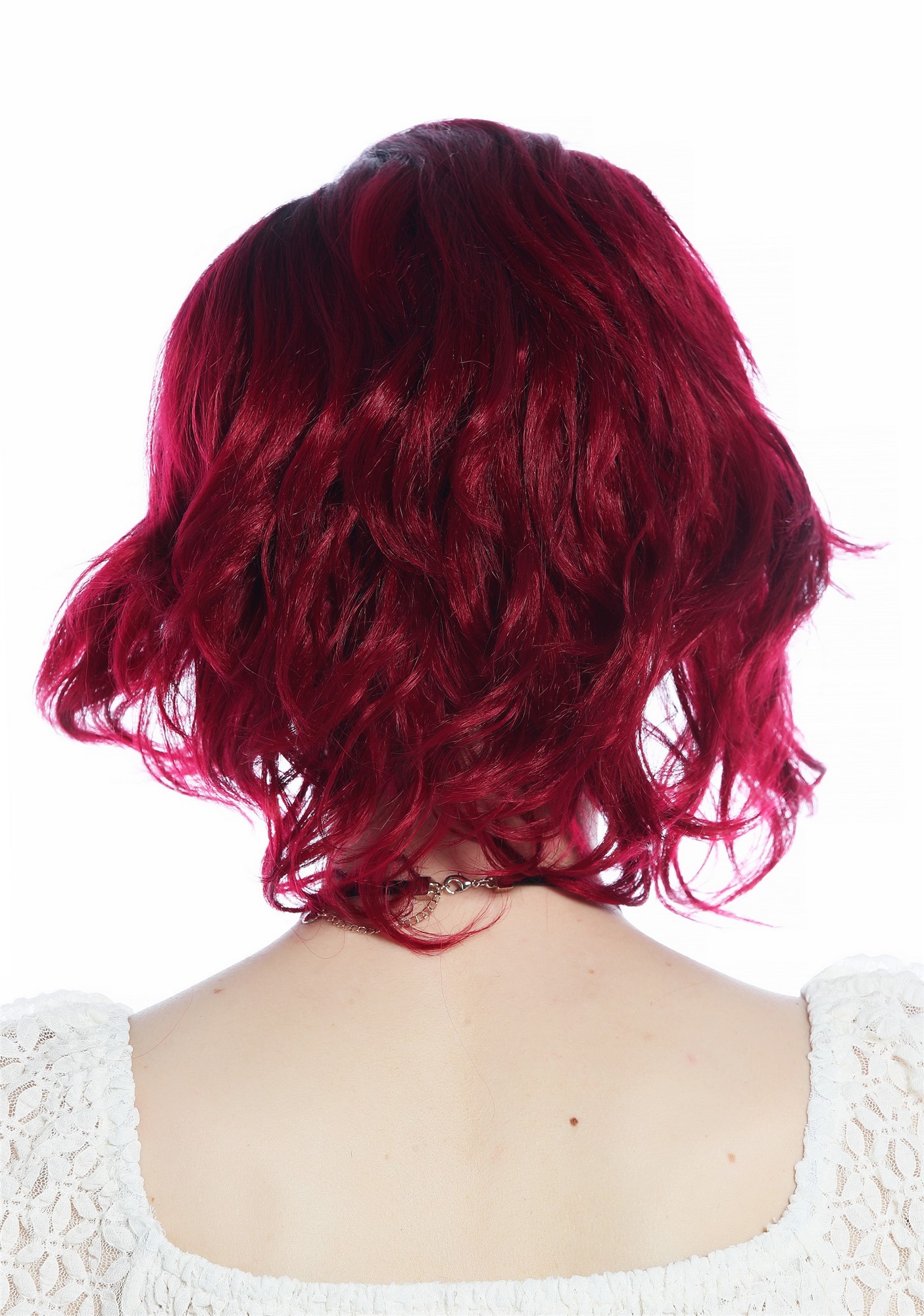 Ladies' wig short wild wavy parting parted ombre black red DW3334, view 4, WIG ME UP: Your Perücken Online Shop Quality Wigs, Ladies, black-red gradient, wavy, shoulder-length