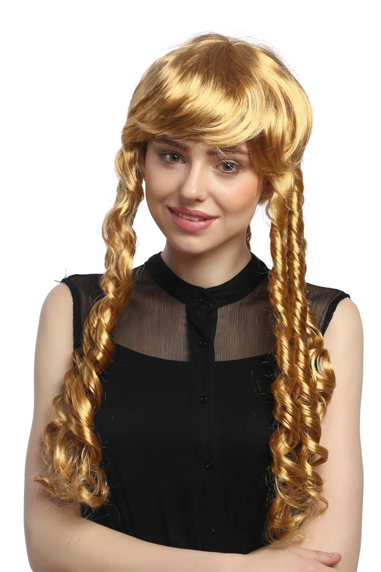 günstige Party Perücke, Perücke Spirallocken Rastazöpfe Blond 3063-P70, Vorderansicht, WIG ME UP: Ihr Perücken Online Shop lockige Party Perücke Blond lange Haare für Damen
