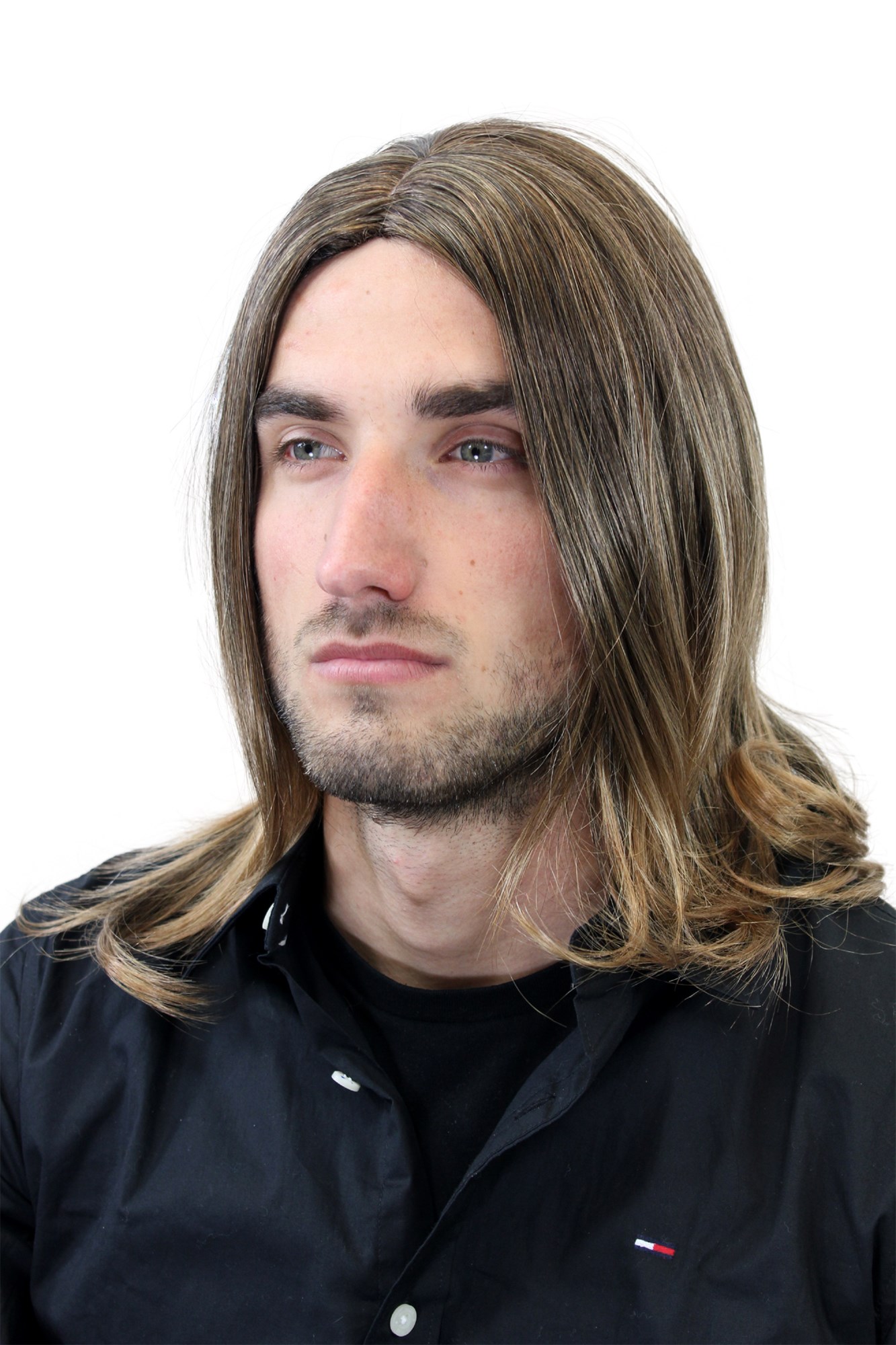 Men's WIG (for Men or Unisex) HIGH  synthetic straight INDIE MUSICIAN BROWN + BLOND ends, view 4, WIG ME UP: Your Perücken Online Shop Quality Wigs, Men, Blonde, straight, shoulder-length
