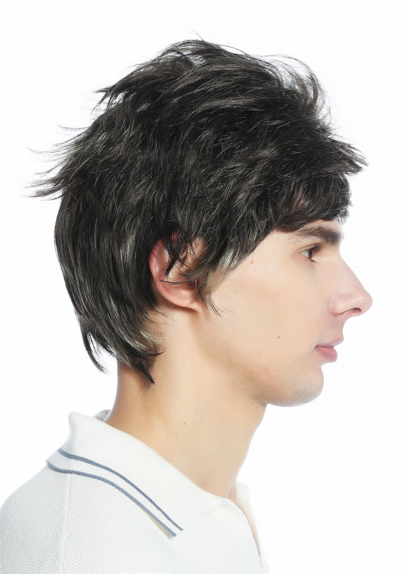 hochwertige Qualitätsperücken, Perücke kurz wild retro 80er toupiert wie ungekämmt Braun Blond gesträhnt M-252A-8H26, Ansicht 5, WIG ME UP: Ihr Perücken Online Shop glatte Tressen-Perücke Aschbraun Lichtblond gesträhnt kurze Haare für Unisex