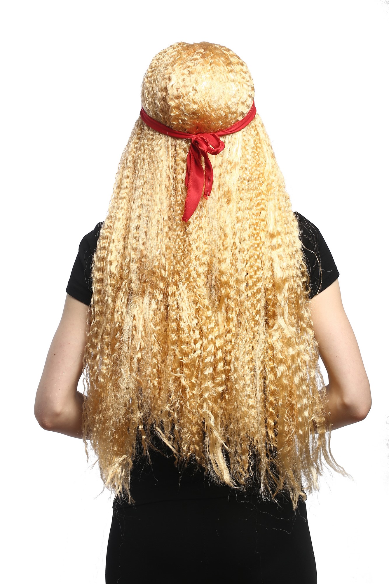 günstige Party Perücke, Perücke Goldblond Superlang Gekreppt Hippie 90783-ZA02A, Ansicht 3, WIG ME UP: Ihr Perücken Online Shop wellige Party Perücke Blond sehr lange Haare für Damen