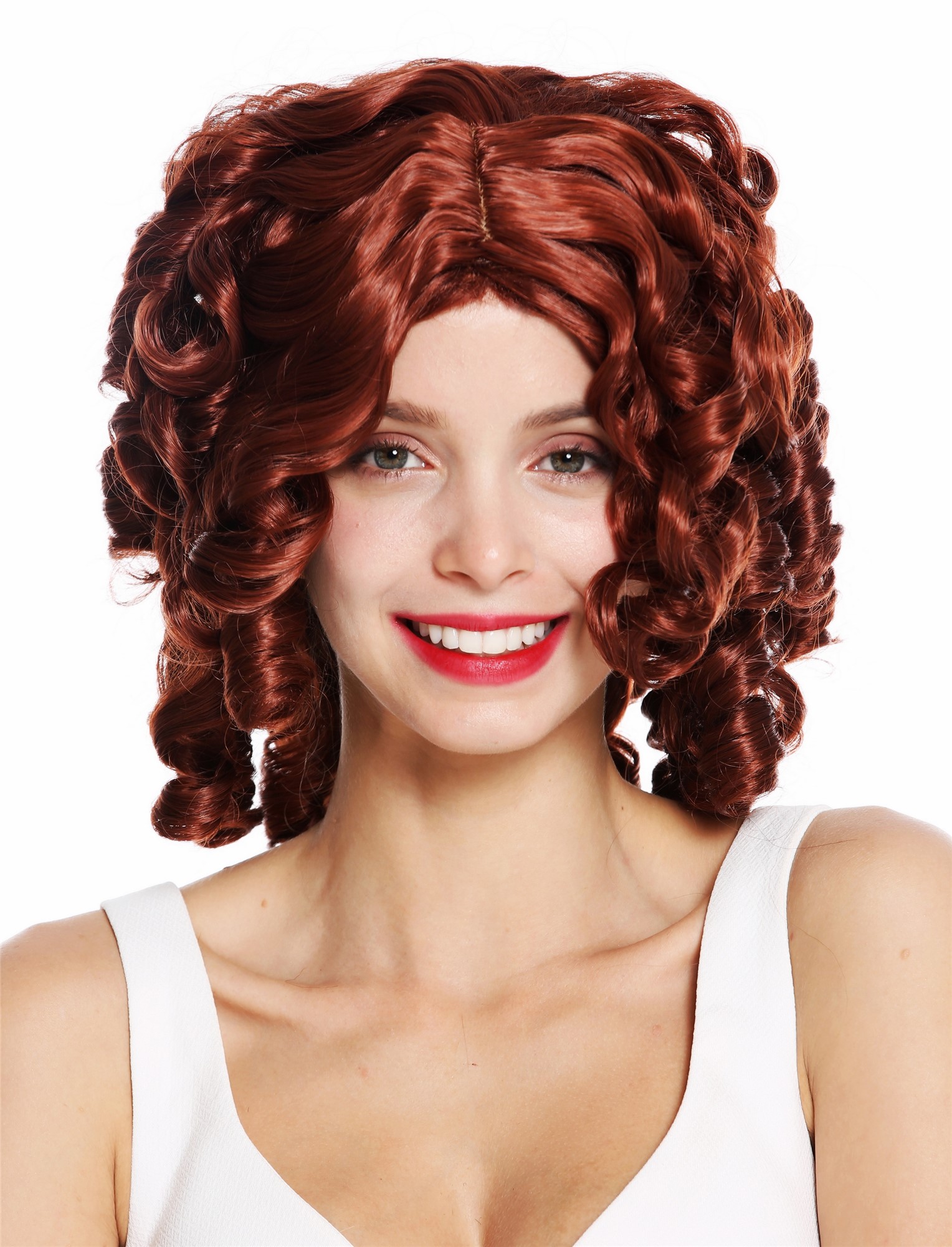 Lady Women Wig Colonial Baroque Victorian Ringlets Curls red copper 6006A, view 2, WIG ME UP: Your Perücken Online Shop Quality Wigs, Ladies, Red, curled, shoulder-length