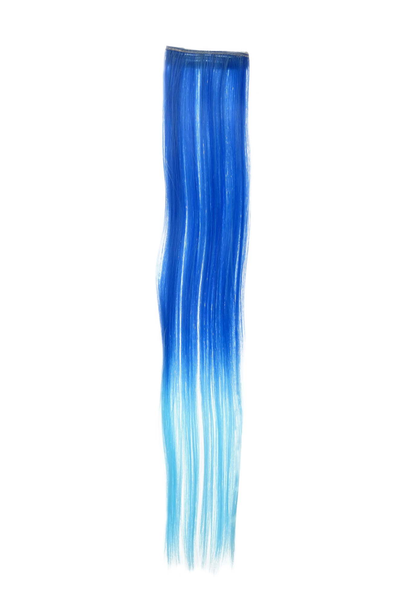 2 Clips Extension Strähne glatt 45 cm Ombre Blau YZF-P2S18P-TF2517TTF2513B, Vorderansicht, WIG ME UP: Ihr Perücken Online Shop glatte Extensions Ultramarinblau-Neonblau-Mix 45 cm lang
