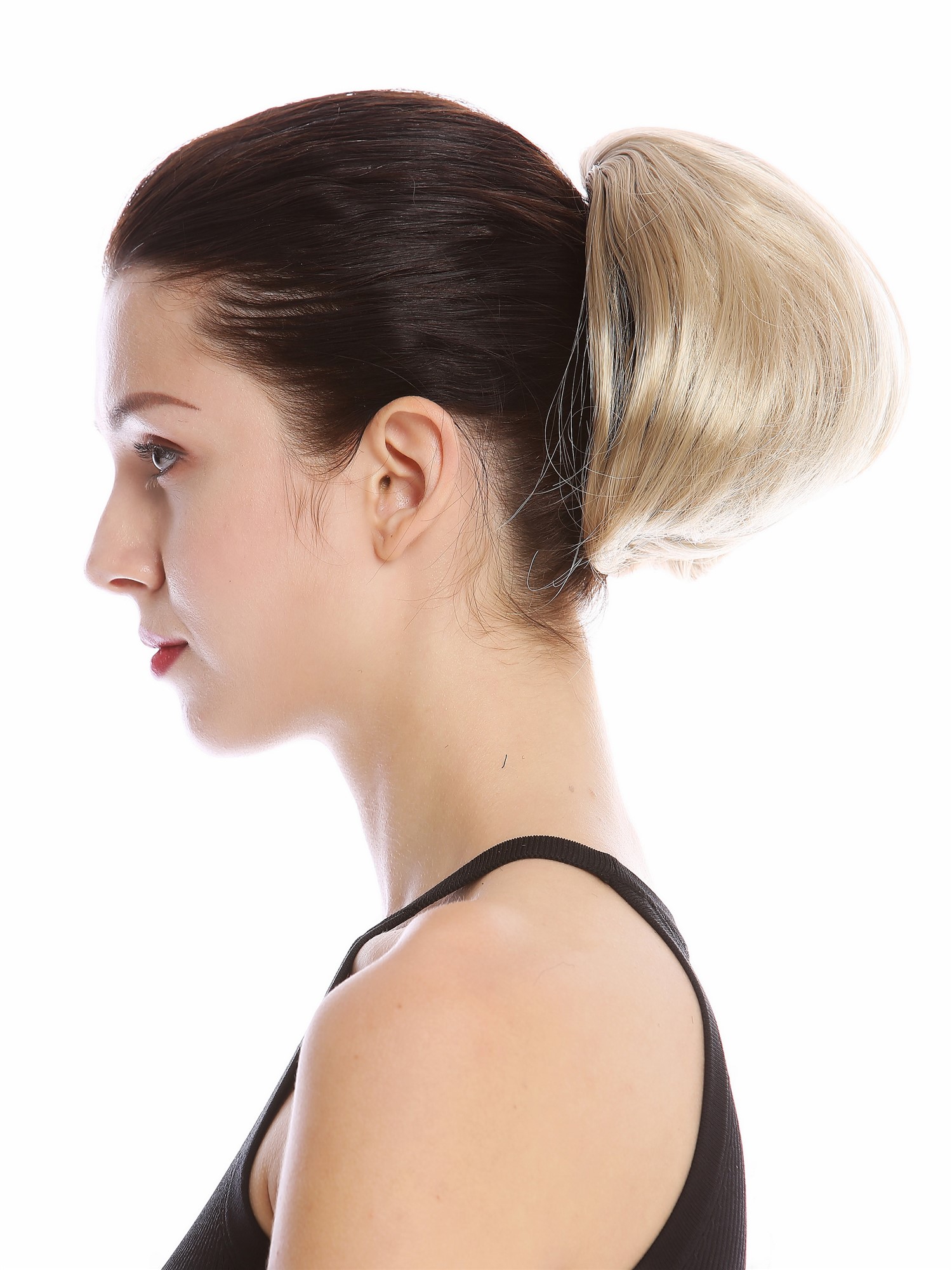 Ponytail Hairpiece short straight voluminous like hair bun light ash blond 909AB, front view, WIG ME UP: Your Perücken Online Shop Ponytails, ash blonde, curled, short