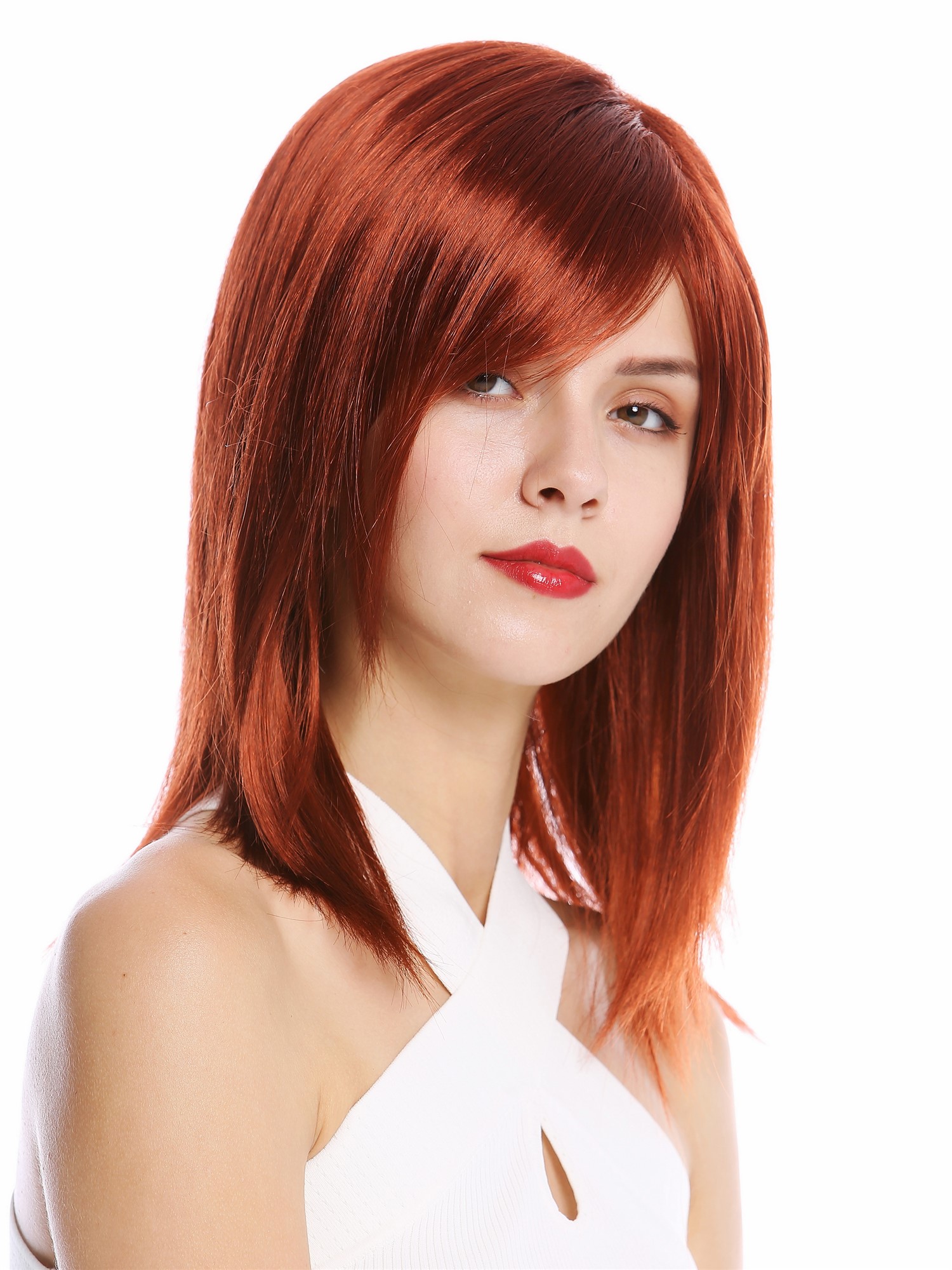 Lady Wig women shoulder-length fringe parting straight red copper GFW2472, view 2, WIG ME UP: Your Perücken Online Shop Quality Wigs, Ladies, Red, straight, shoulder-length
