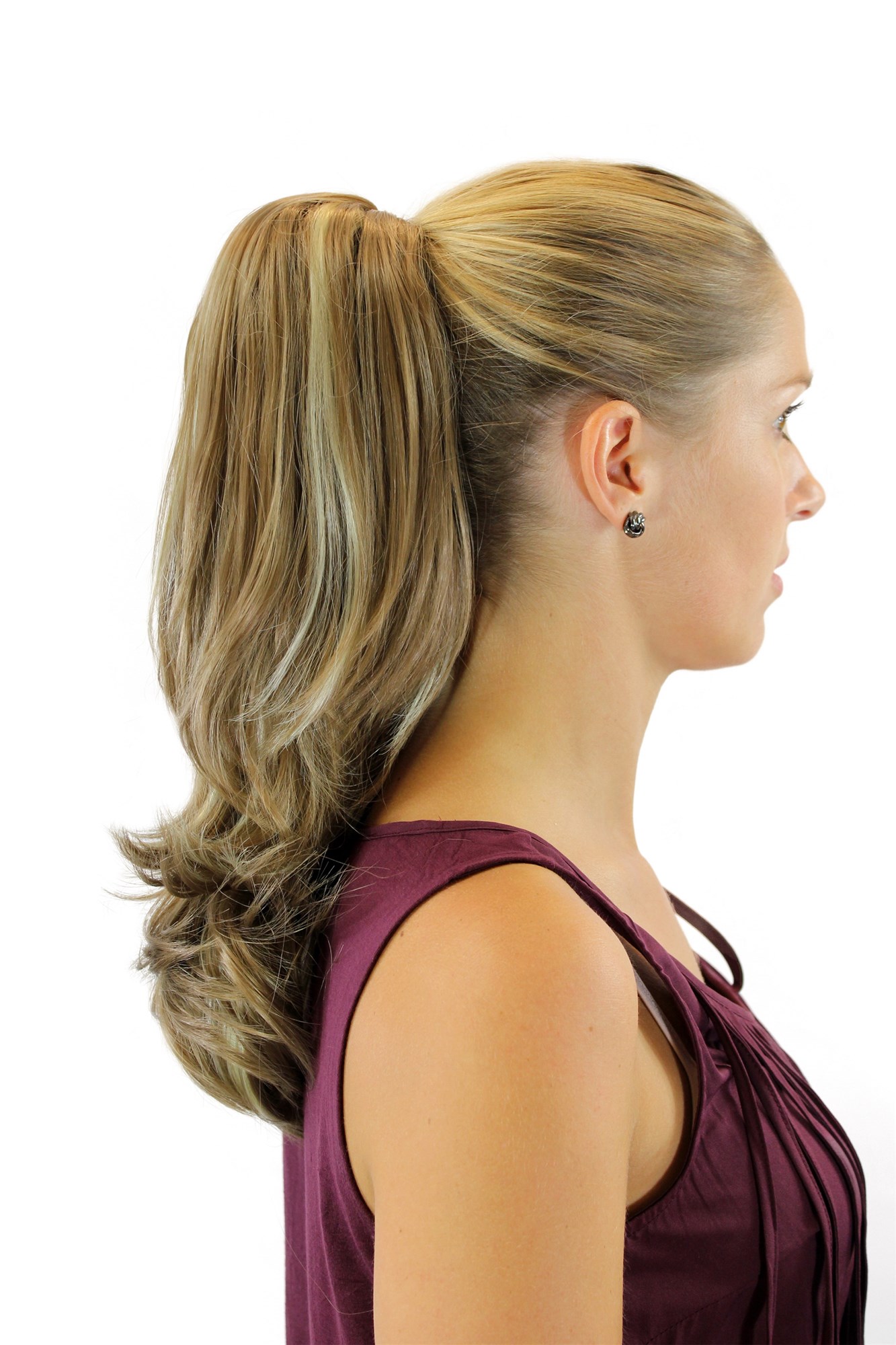 hochwertiges Haarteil glatt mit geschwungenen Spitzen Braun-Platinblond-Mix XF-6175-18H613, Ansicht 3, WIG ME UP: Ihr Perücken Online Shop welliges Zopf-Haarteil Mittelbraun-Platinblond-Mix 40 cm lang