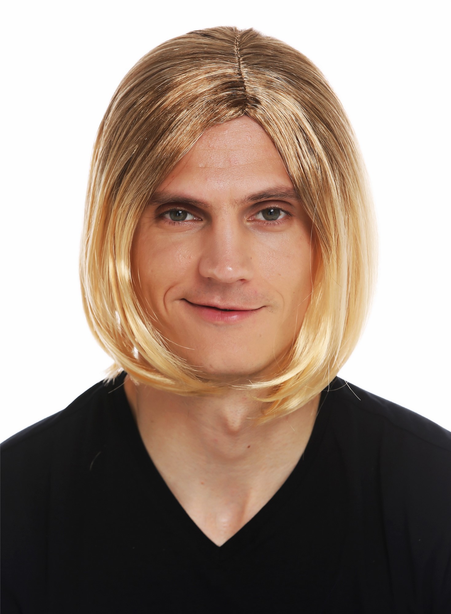 günstige Party Perücke, Perücke Herren Mittelscheitel Schönling Braun Blond Ombre 14-ZA30A-02A, Ansicht 2, WIG ME UP: Ihr Perücken Online Shop glatte Party Perücke Kastanienbraun-Goldblond-Mix kurze Haare Unisex