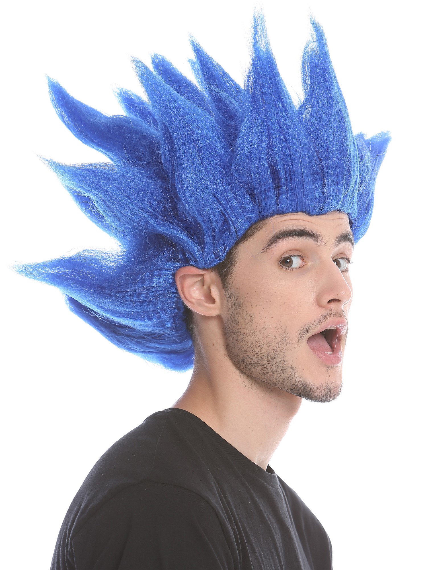 günstige Party Perücke, Perücke Hochtoupiert Fee Blume Blau 91062-PC3, Ansicht 7, WIG ME UP: Ihr Perücken Online Shop wellige Party Perücke Blau kurze Haare Unisex