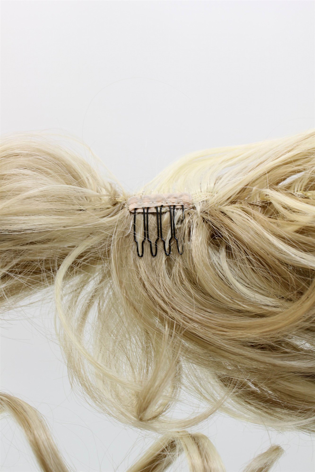 Hair Piece baroque voluminous wild curled scrunchy comb ash blond mix YZF-3072HT, view 3, WIG ME UP: Your Perücken Online Shop Ponytails, blond mix, curled, shoulder-length