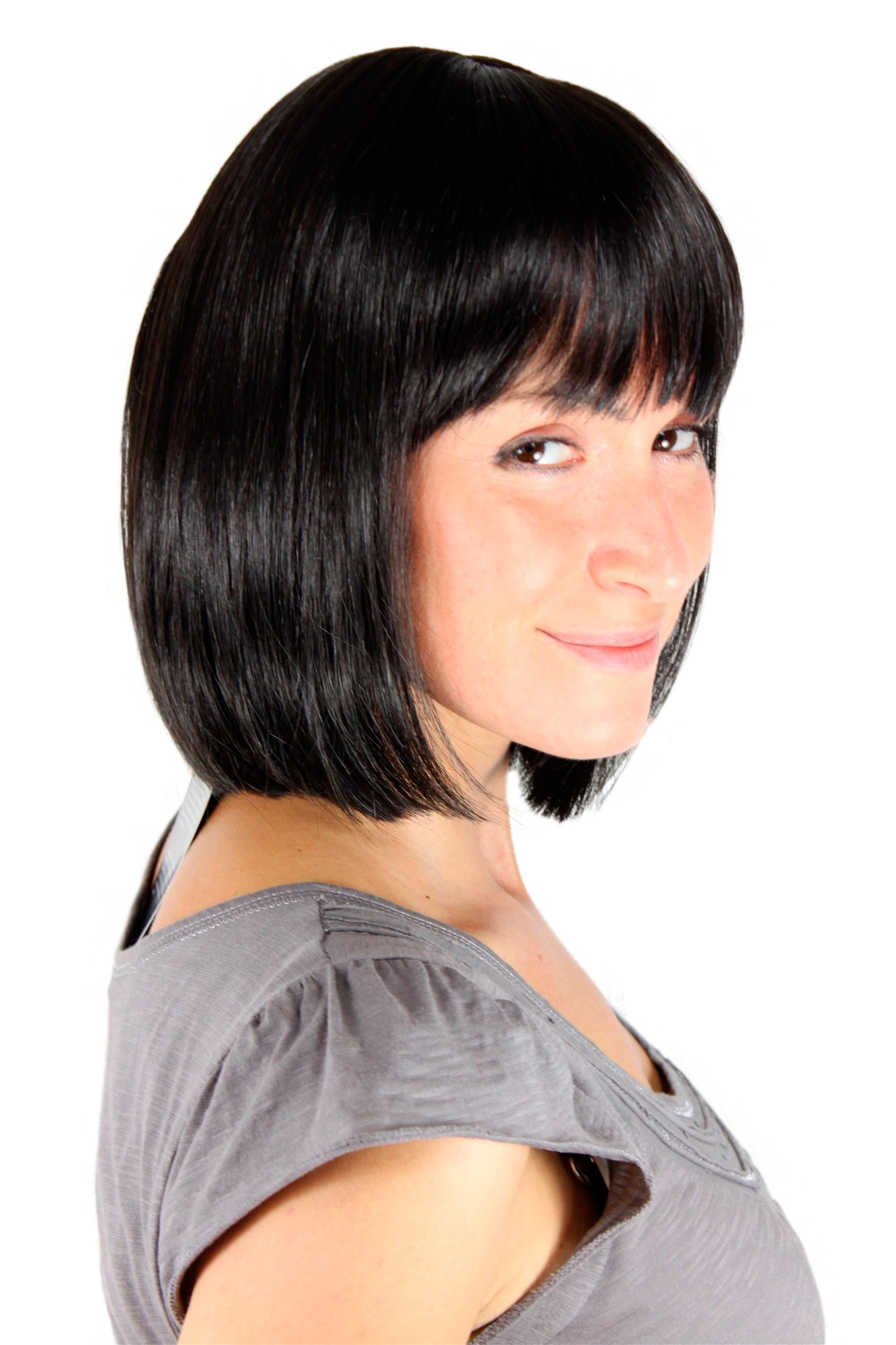 MIA lady  wig black FEMDOM Pulp Fiction BANGS/Fringe (7803 Colour 2), front view, WIG ME UP: Your Perücken Online Shop Quality Wigs, Ladies, black-brown, straight, short