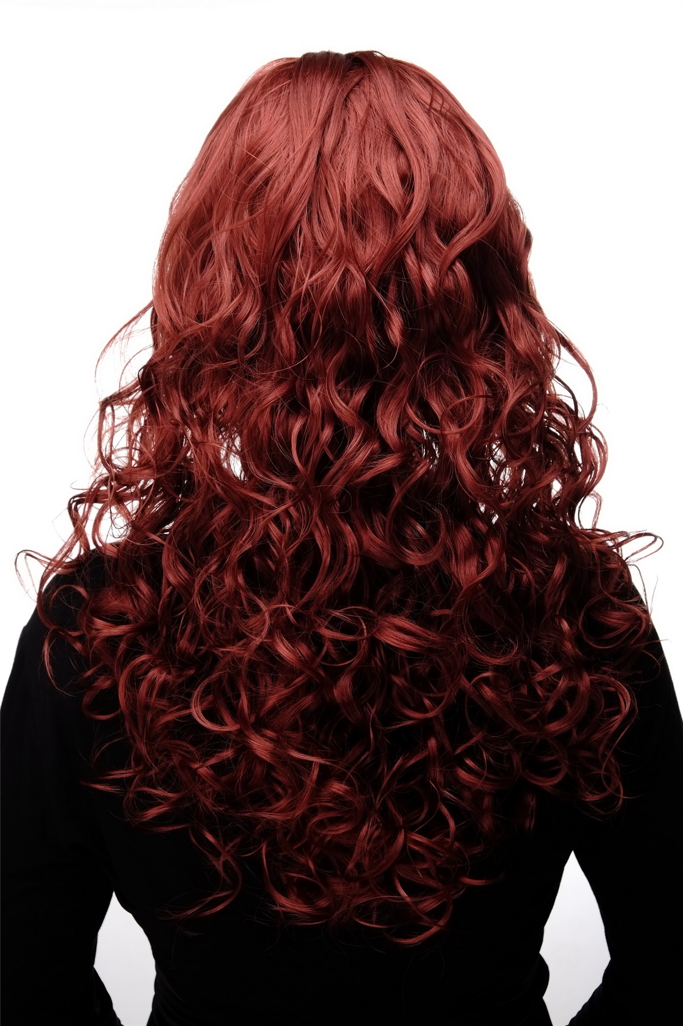 Quality Wigs, Ladies, dark copper red, curled, long