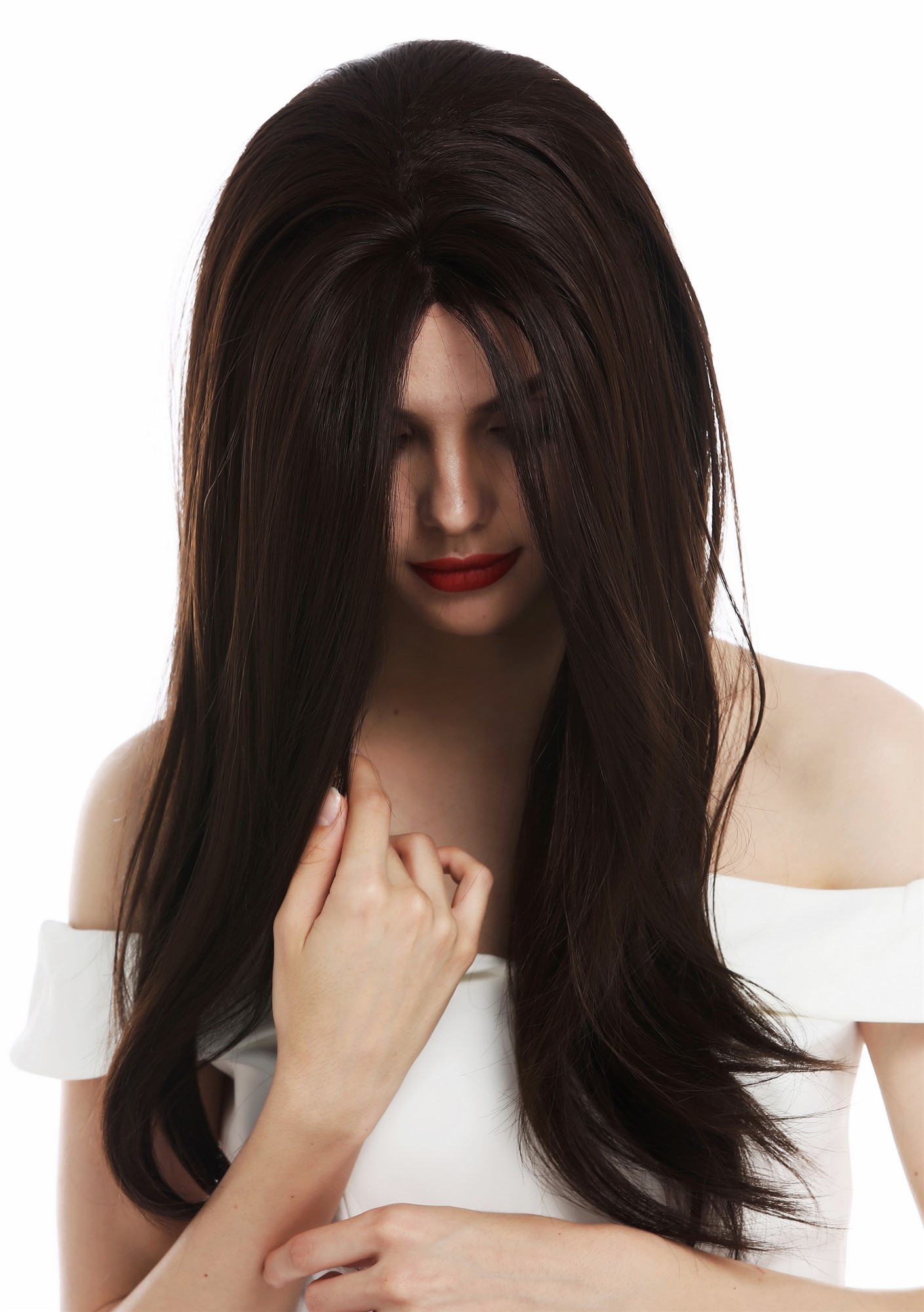 Lady wig lace front sleek long parting brown dark brown blend TYM-060-LF, view 4, WIG ME UP: Your Perücken Online Shop Quality Wigs, Ladies, brown mix, straight, long