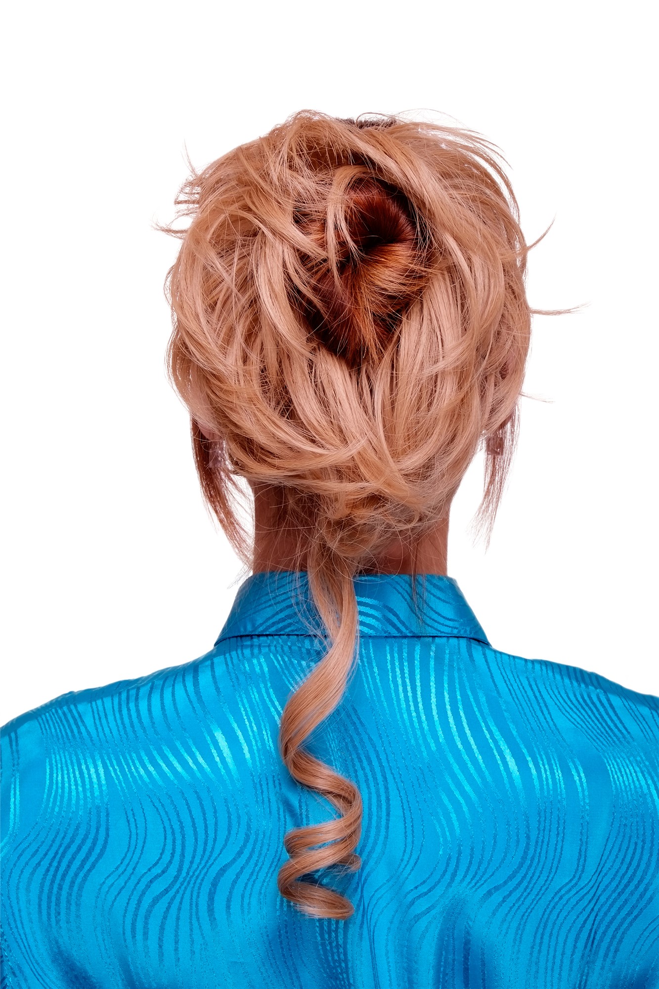 Hair Piece baroque voluminous wild curled scrunchy comb dark blonde YZF-3072HT, front view, WIG ME UP: Your Perücken Online Shop Ponytails, Blonde, curled, shoulder-length