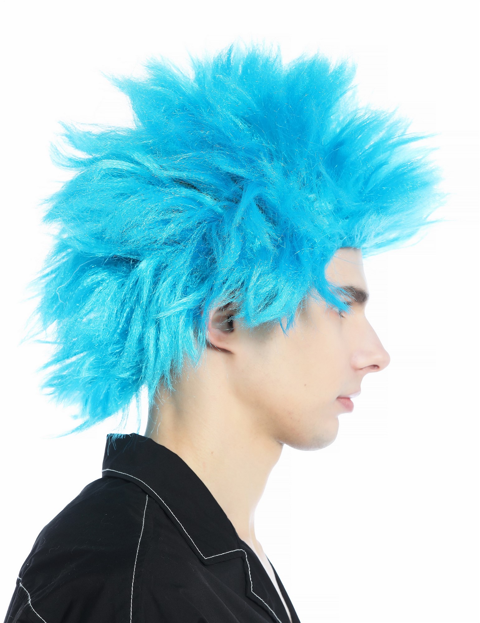 Halloween Carnival wig men women 80s punk waved teased blue CW-030-PC40 , view 2, WIG ME UP: Your Perücken Online Shop Party Wig, Unisex, Blue, wavy, short