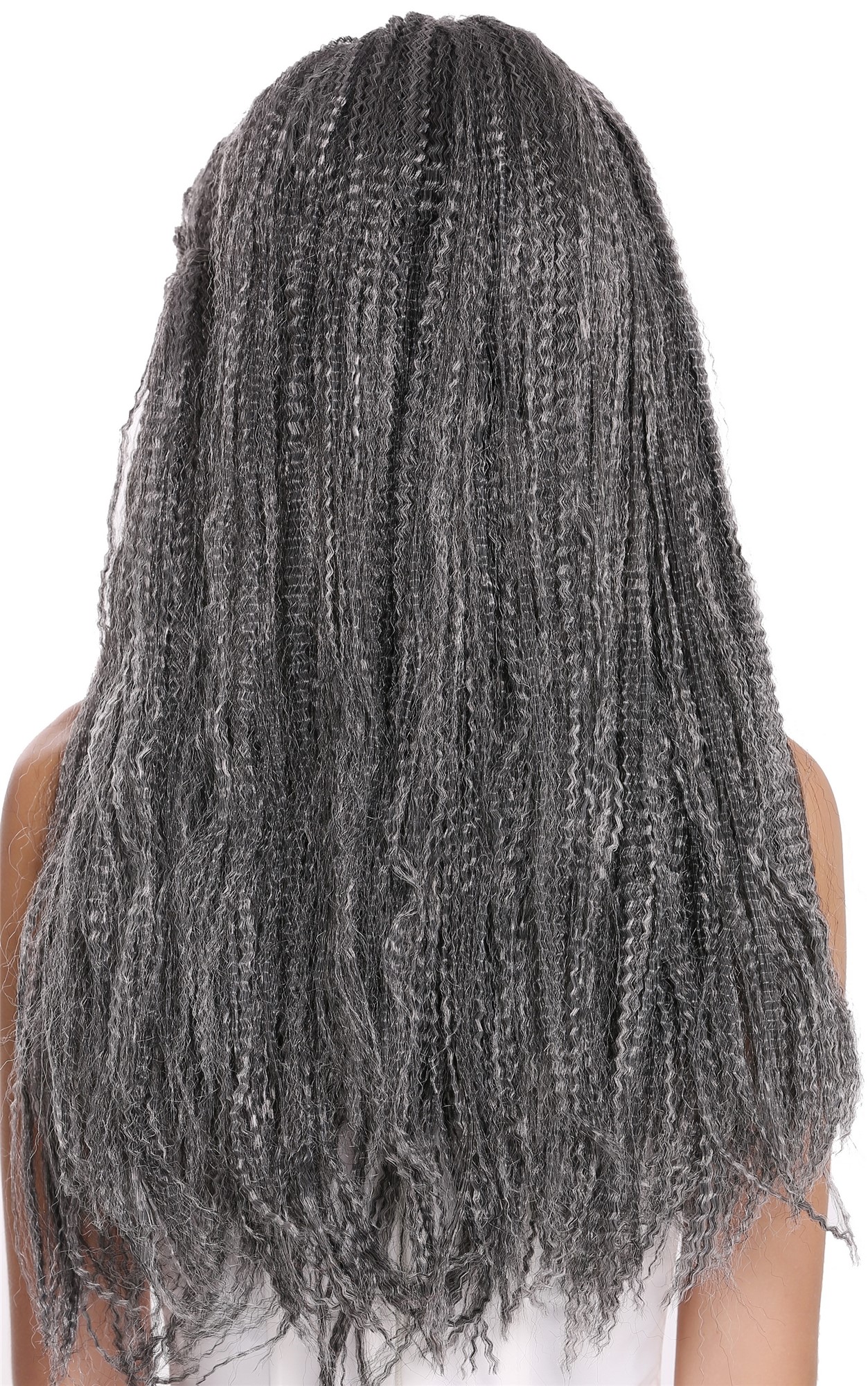 Wig Women Men Halloween long voluminous black grey mix kinked matted 09428, view 5, WIG ME UP: Your Perücken Online Shop Party Wig, Unisex, Grey, curled, long