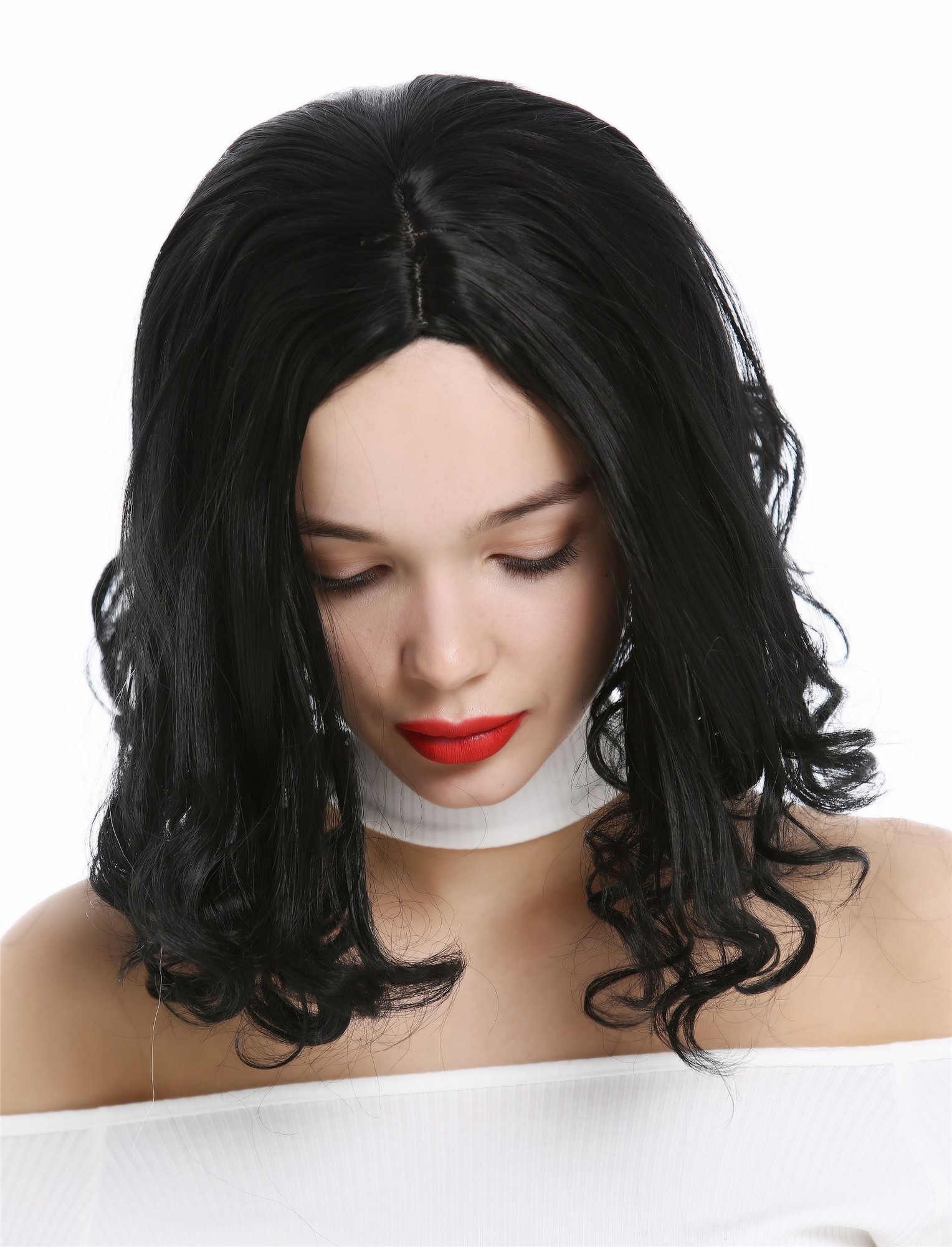Lady Wig short Bob Longbob straight curled tips middle parting black YZF-4369, view 6, WIG ME UP: Your Perücken Online Shop Quality Wigs, Ladies, Black, curled, short