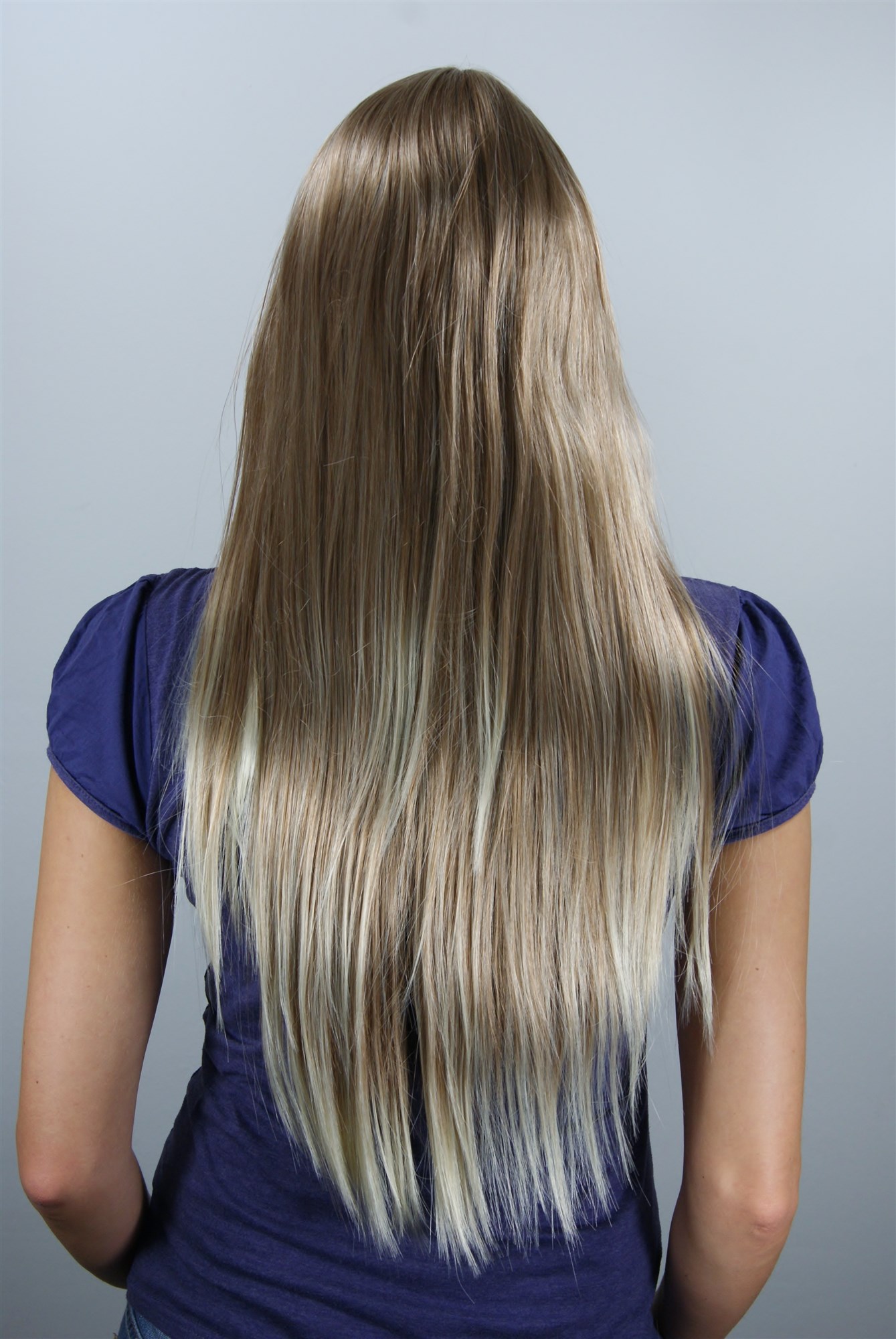 hochwertige Qualitätsperücken, Frauen Perücke blond gesträhnt sehr lang glatt LA033-27T88, Ansicht 4, WIG ME UP: Ihr Perücken Online Shop glatte Tressen-Perücke mit Kopfhaut-Imitat Blond lange Haare für Damen