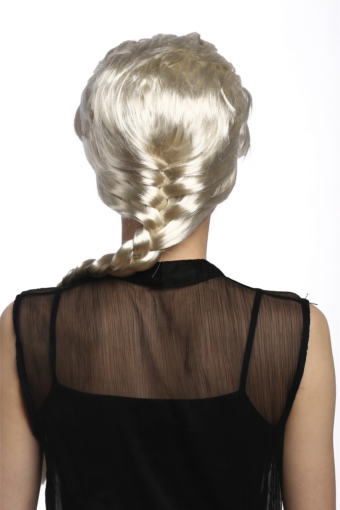 Lady Party Wig Halloween platinum blond back-combed long hair braided long plait ponytail Princess, view 4, WIG ME UP: Your Perücken Online Shop Party Wig, Ladies, Blonde, Braided, long