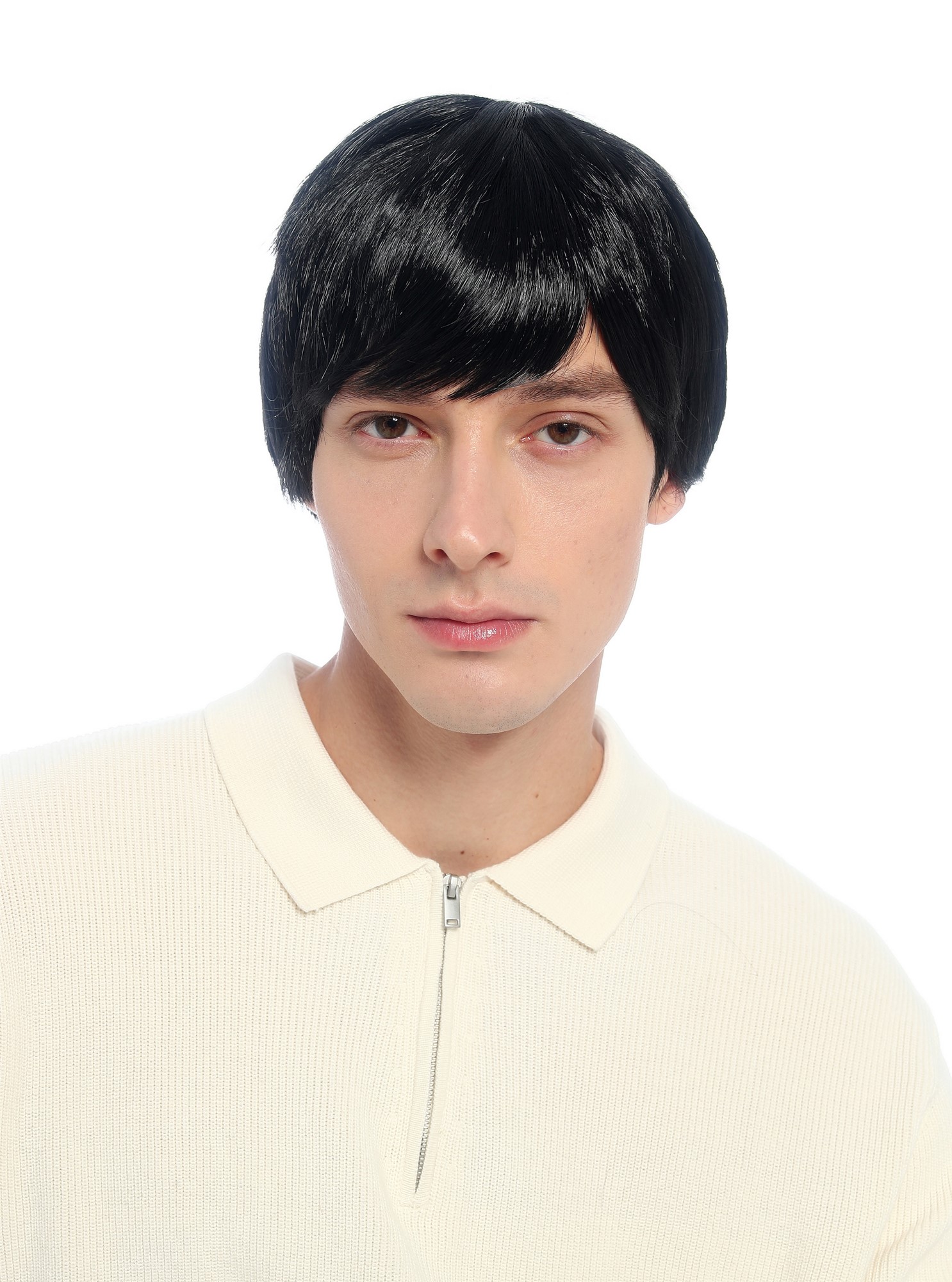 glatte Party-Perücke Schwarz 25 cm lange Perücke für Herren