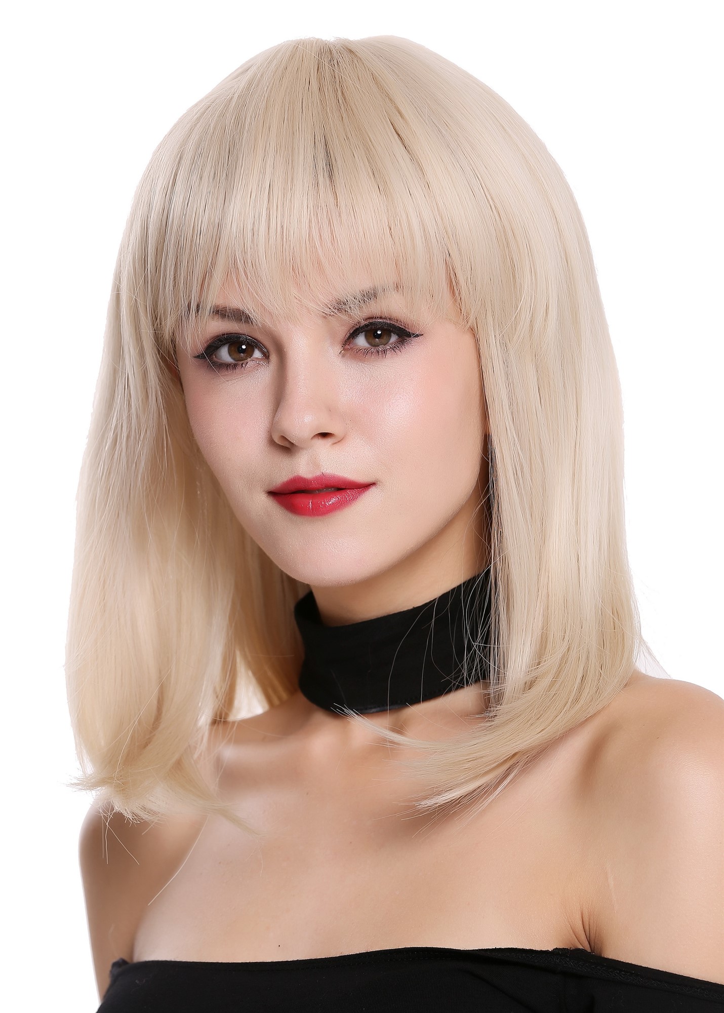 Women's wig lady shoulder-long sleek long bob bangs fringe bright blonde DM-01, view 3, WIG ME UP: Your Perücken Online Shop Quality Wigs, Ladies, straw blonde-light blonde mix, straight, shoulder-length