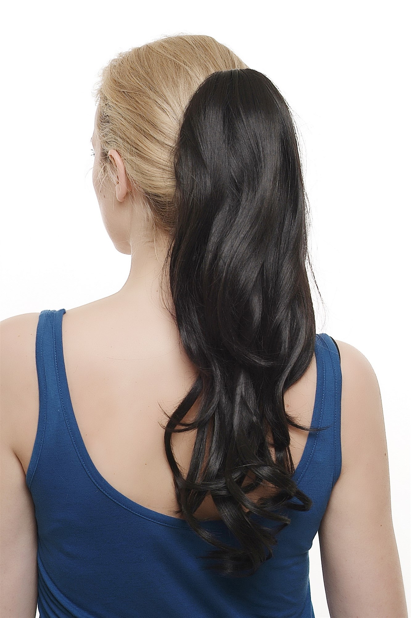Ponytails, black-brown, wavy, shoulder-length