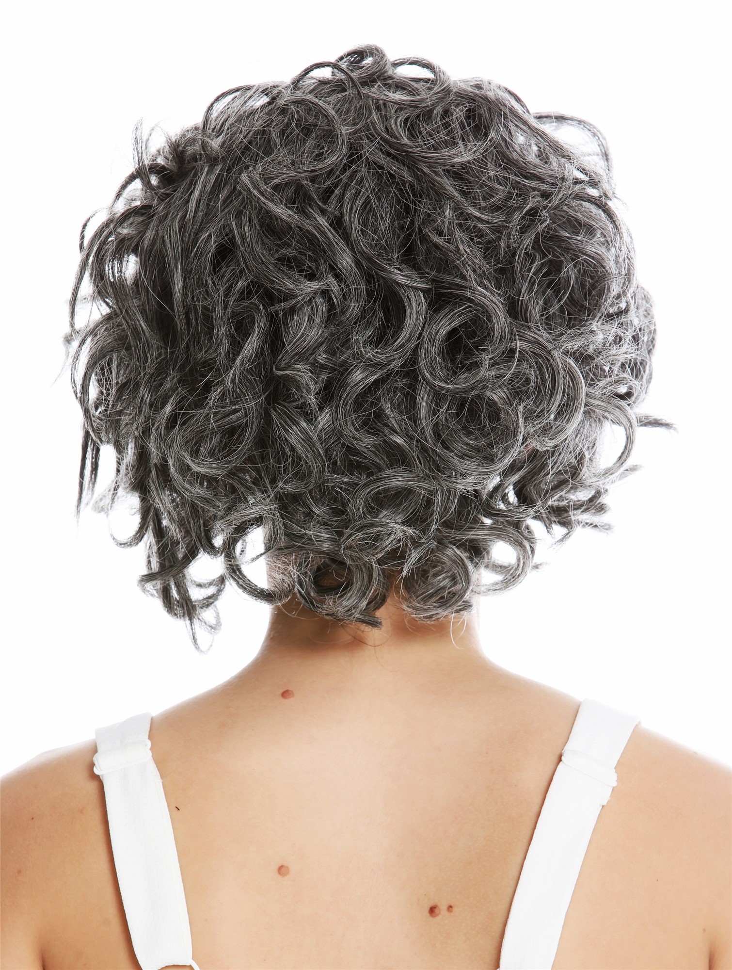 hochwertige Qualitätsperücken, Perücke Echthaar Lace-Front schwarz grau meliert Locken H/HROYCE-HH-LF-51, Ansicht 4, WIG ME UP: Ihr Perücken Online Shop lockige Tressen-Perücke mit Front-Lace Echthaar Grau kurze Haare für Damen