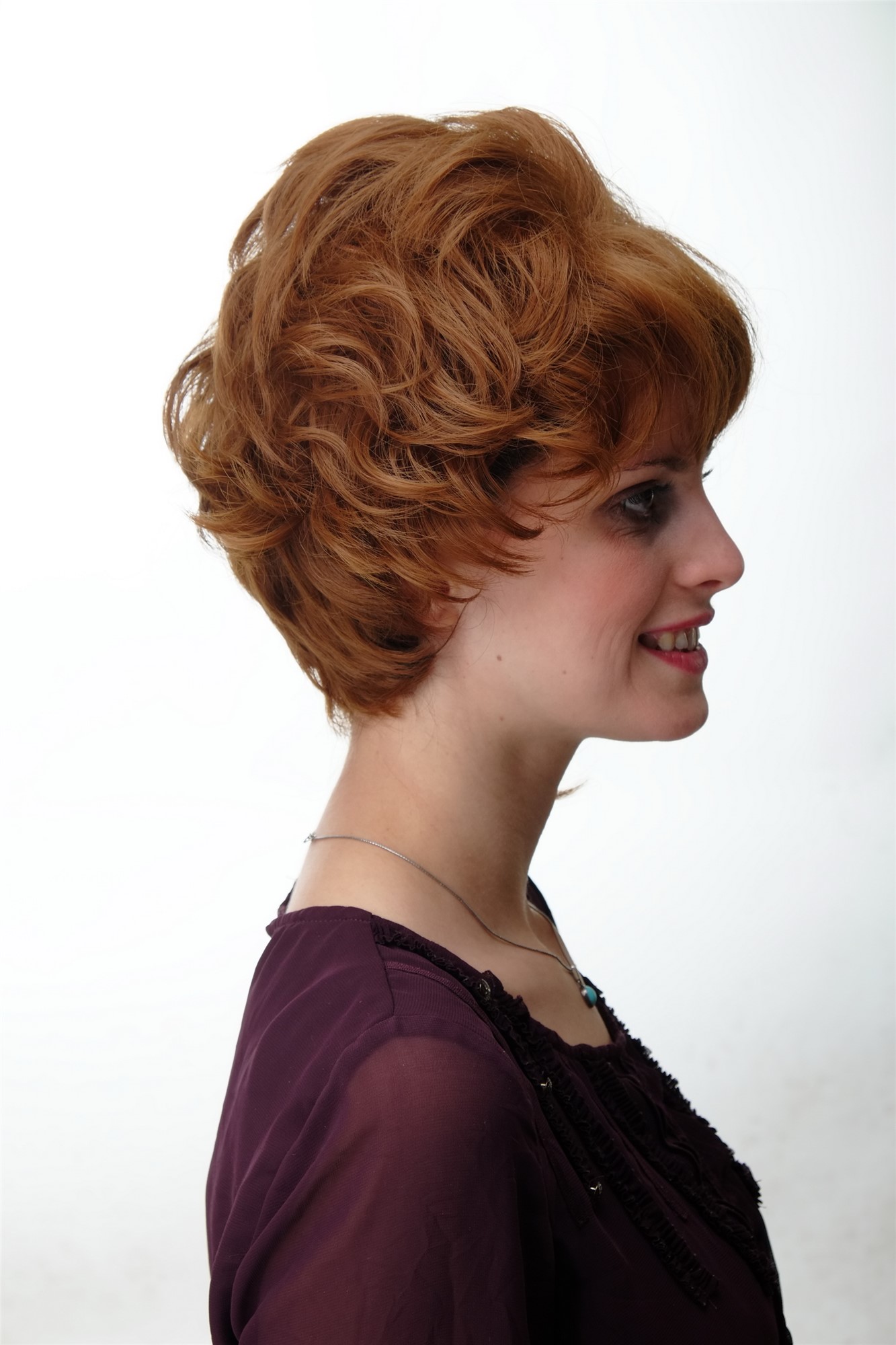 Lady women wig short wild teased up wavy reddish brown light auburn hair F2176A, view 3, WIG ME UP: Your Perücken Online Shop Quality Wigs, Ladies, Medium Rust Brown, wavy, short