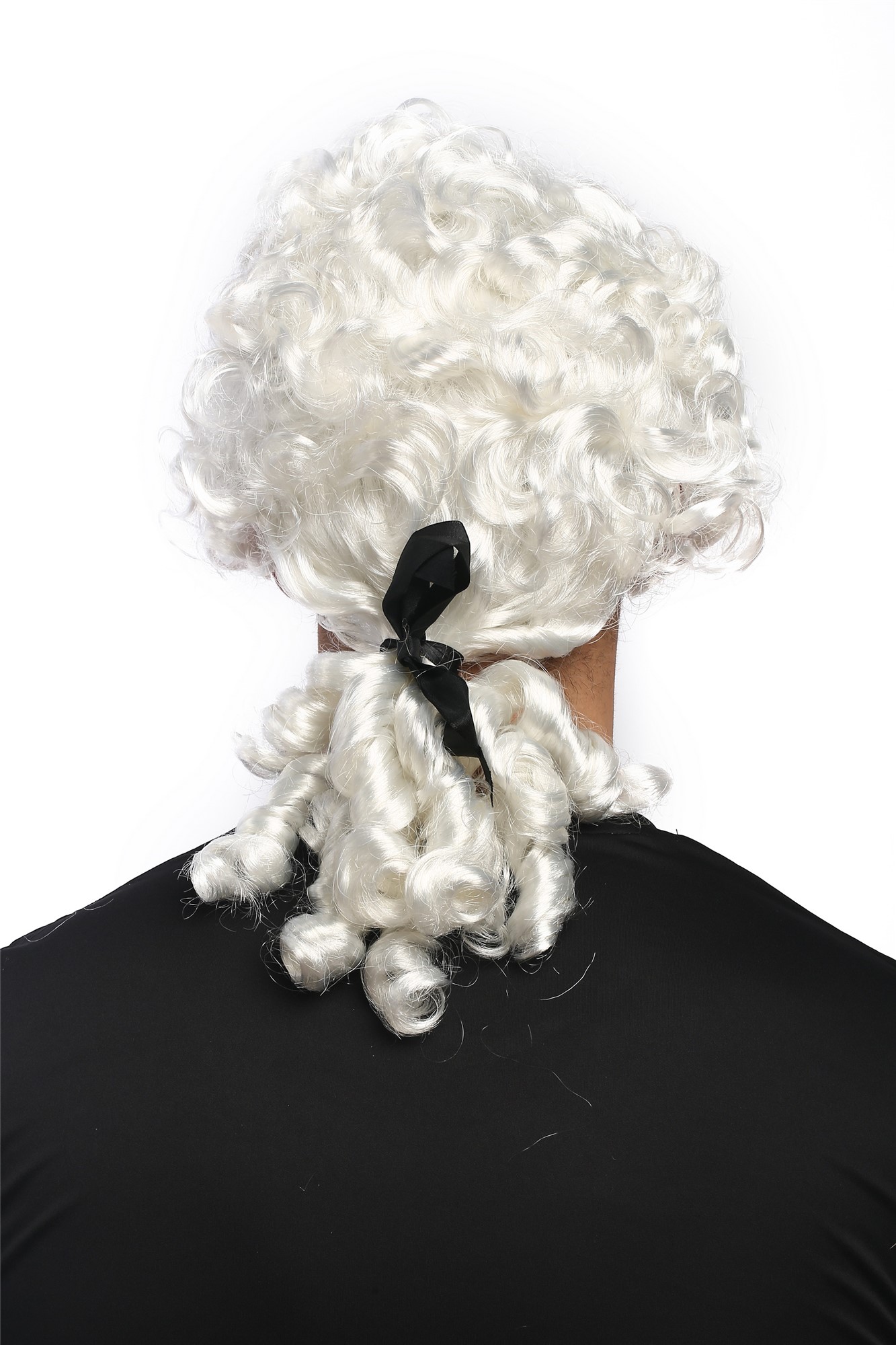 Man Gents Party Wig Halloween Fancy Dress Baroque noble aristocrat lord curls long ponytail white, view 2, WIG ME UP: Your Perücken Online Shop Party Wig, Men, White, curled, shoulder-length