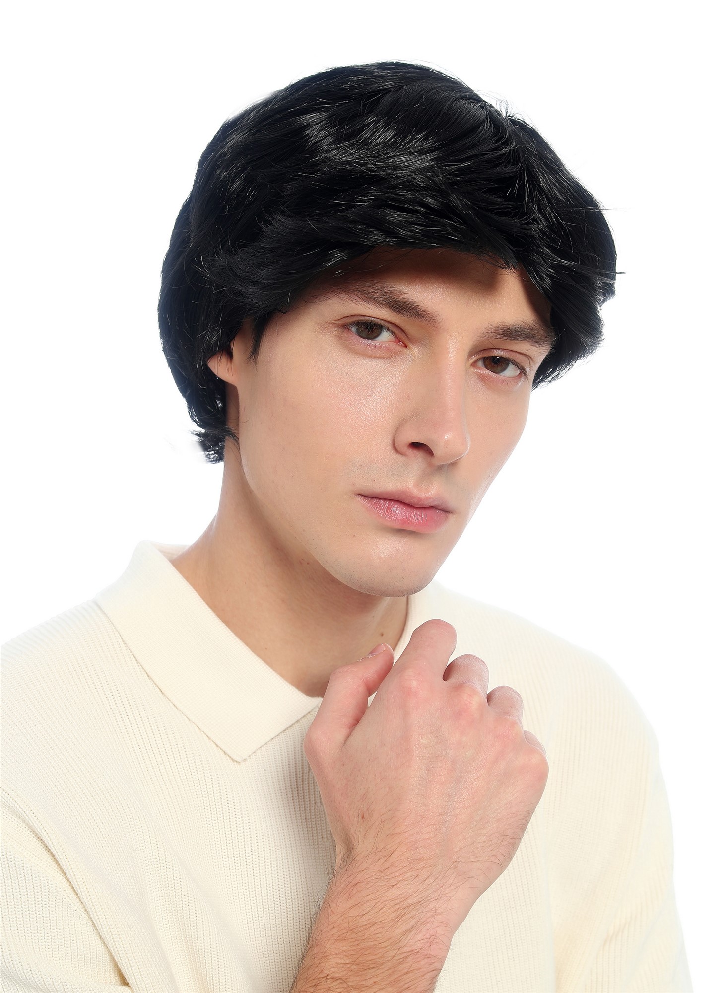 wellige Party-Perücke Schwarz 30 cm lange Perücke für Herren