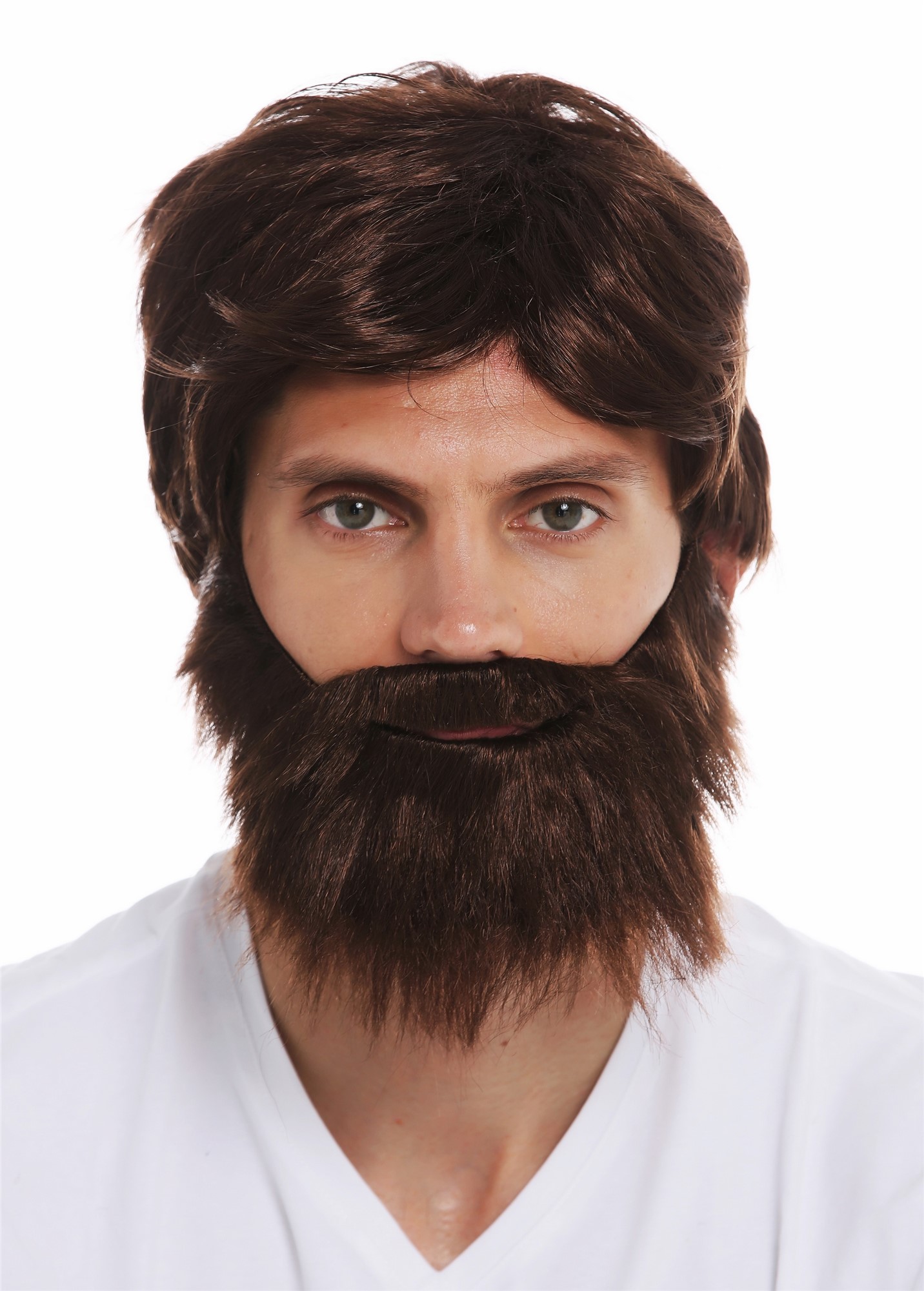 Wig and Beard set carnival Halloween men brown wild messy scruffy 31998, view 3, WIG ME UP: Your Perücken Online Shop Party Wig, Men, medium brown, wavy, short
