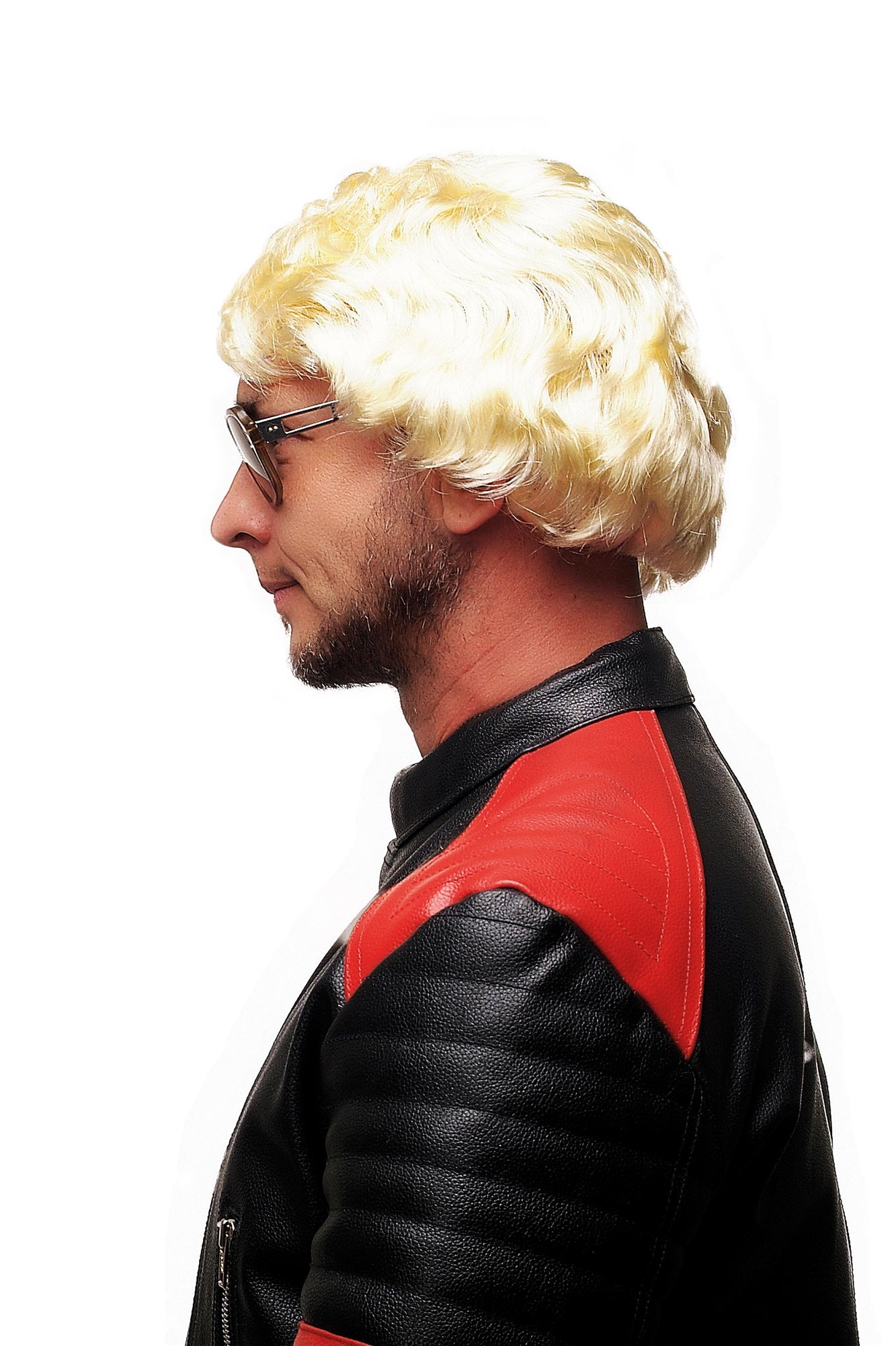 Halloween Men Man Wig bright blond short 80ies Popstar Gigolo Tennis Coach 3296, view 2, WIG ME UP: Your Perücken Online Shop Party Wig, Unisex, Blonde, wavy, short