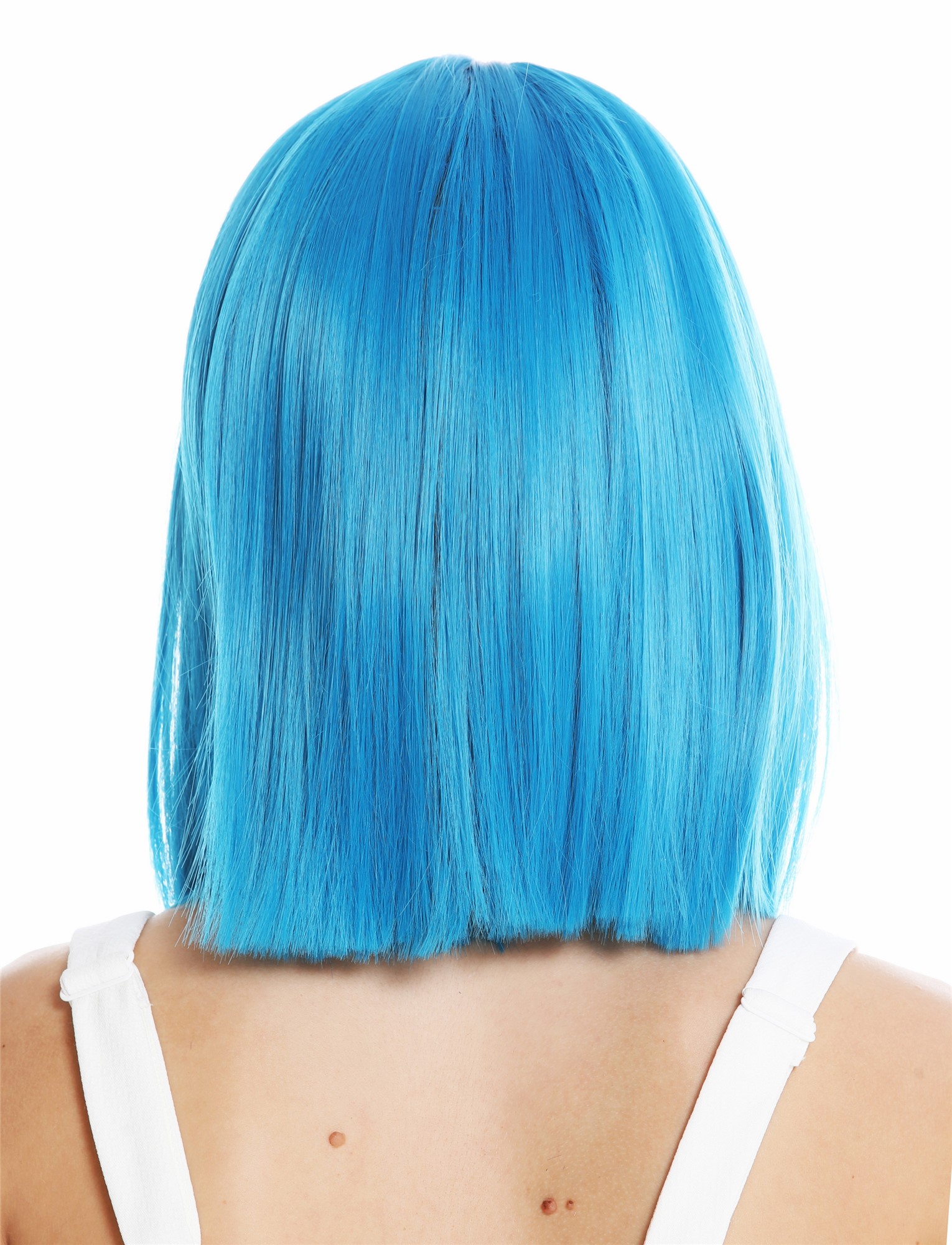 Quality Wigs, Ladies, neon blue, straight, shoulder-length